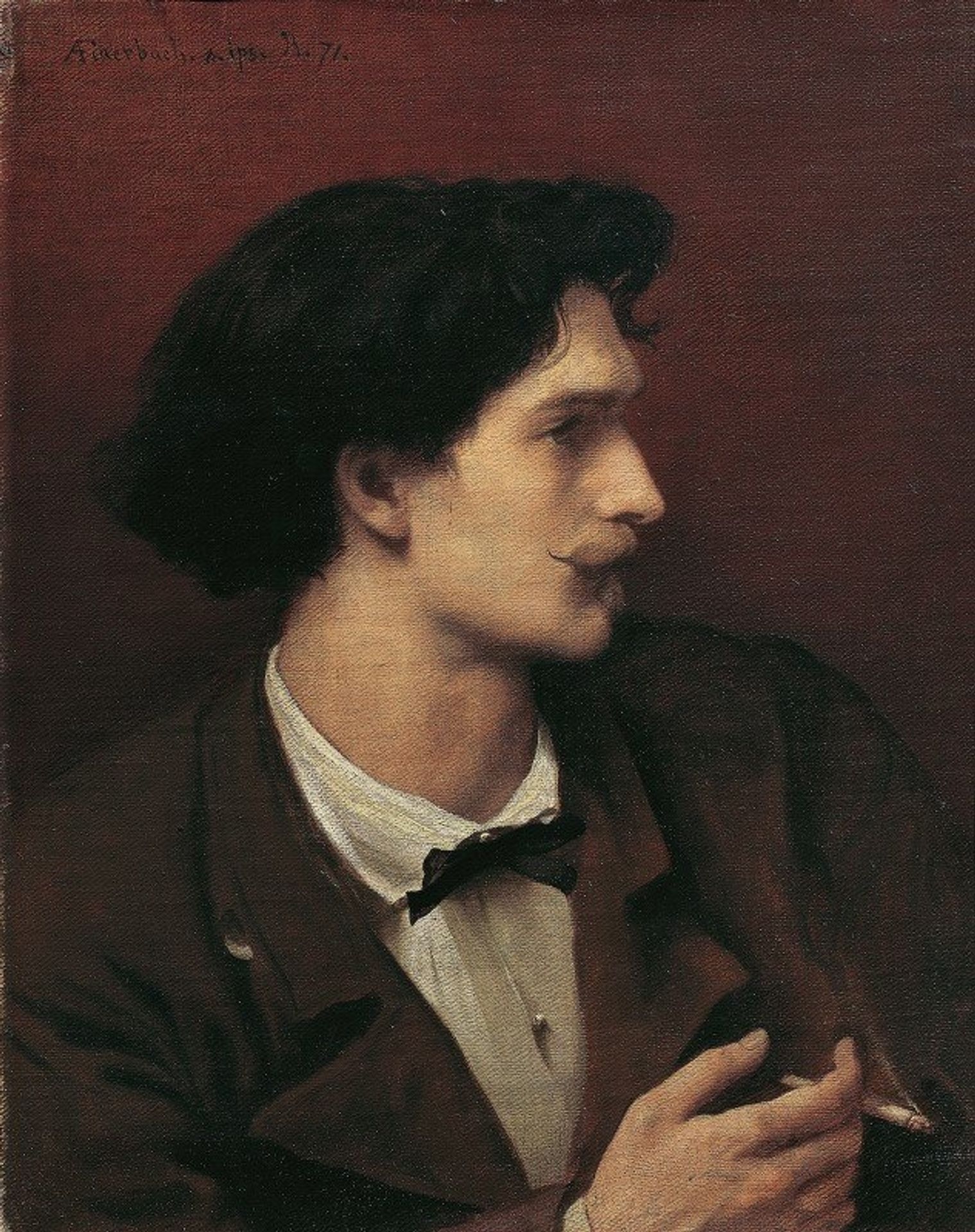 Self-portrait with cigarette by Anselm Feuerbach