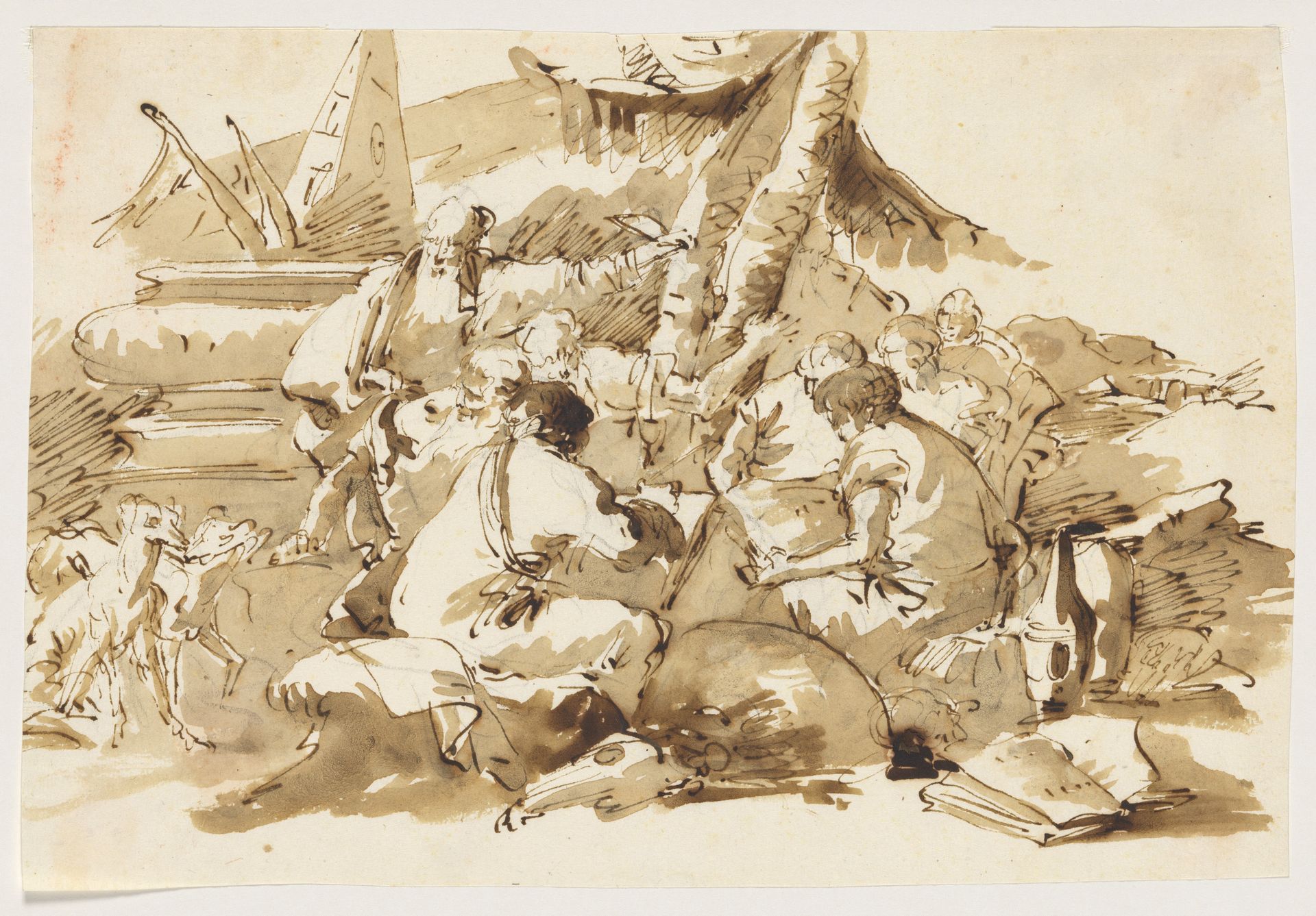 Philosophers Instructing Pupils by an Antique Sarcophagus by Lorenzo Baldiserra Tiepolo