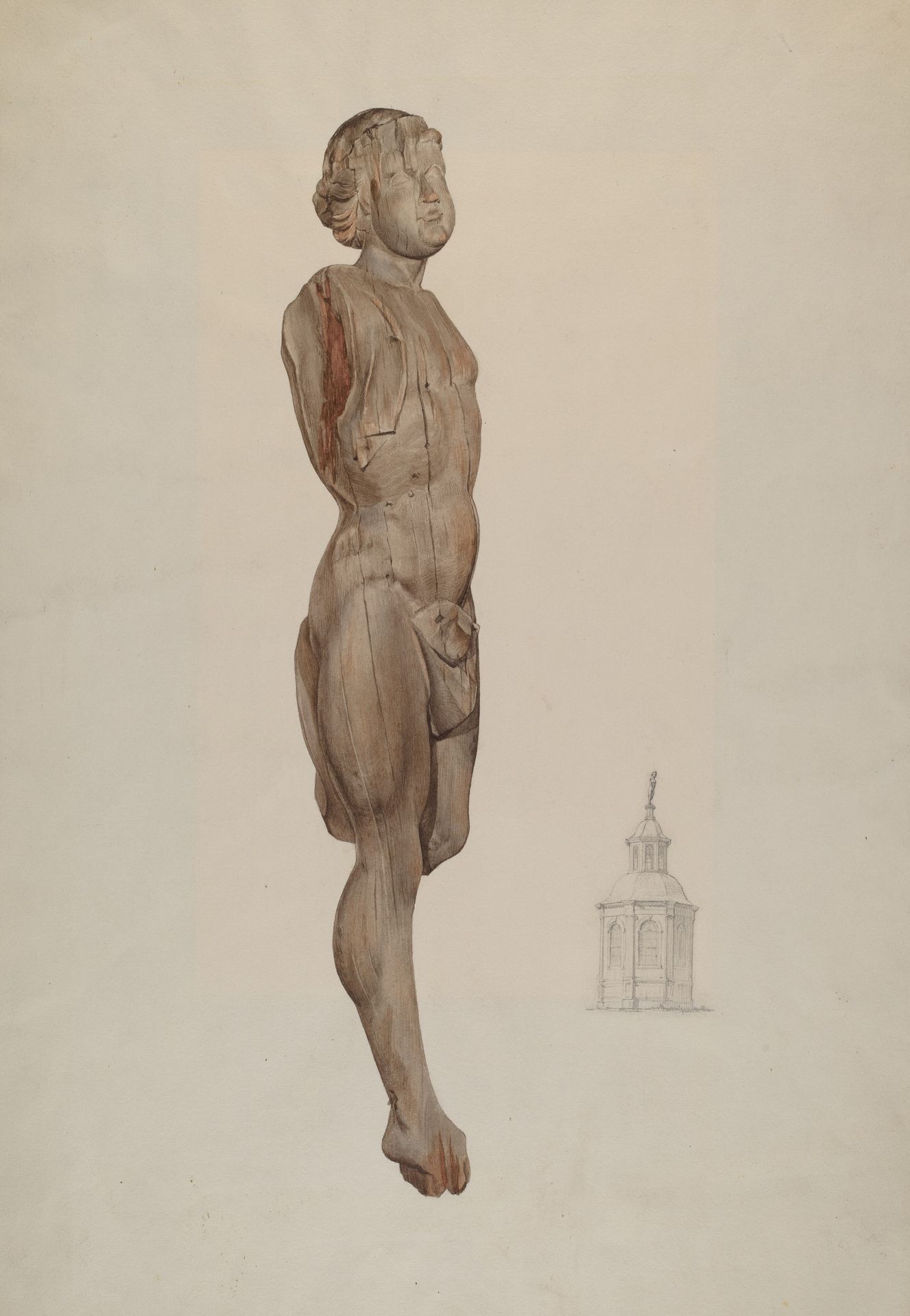 Carved Wood Figure - "Flying Mercury" by Ingrid Selmer-Larsen