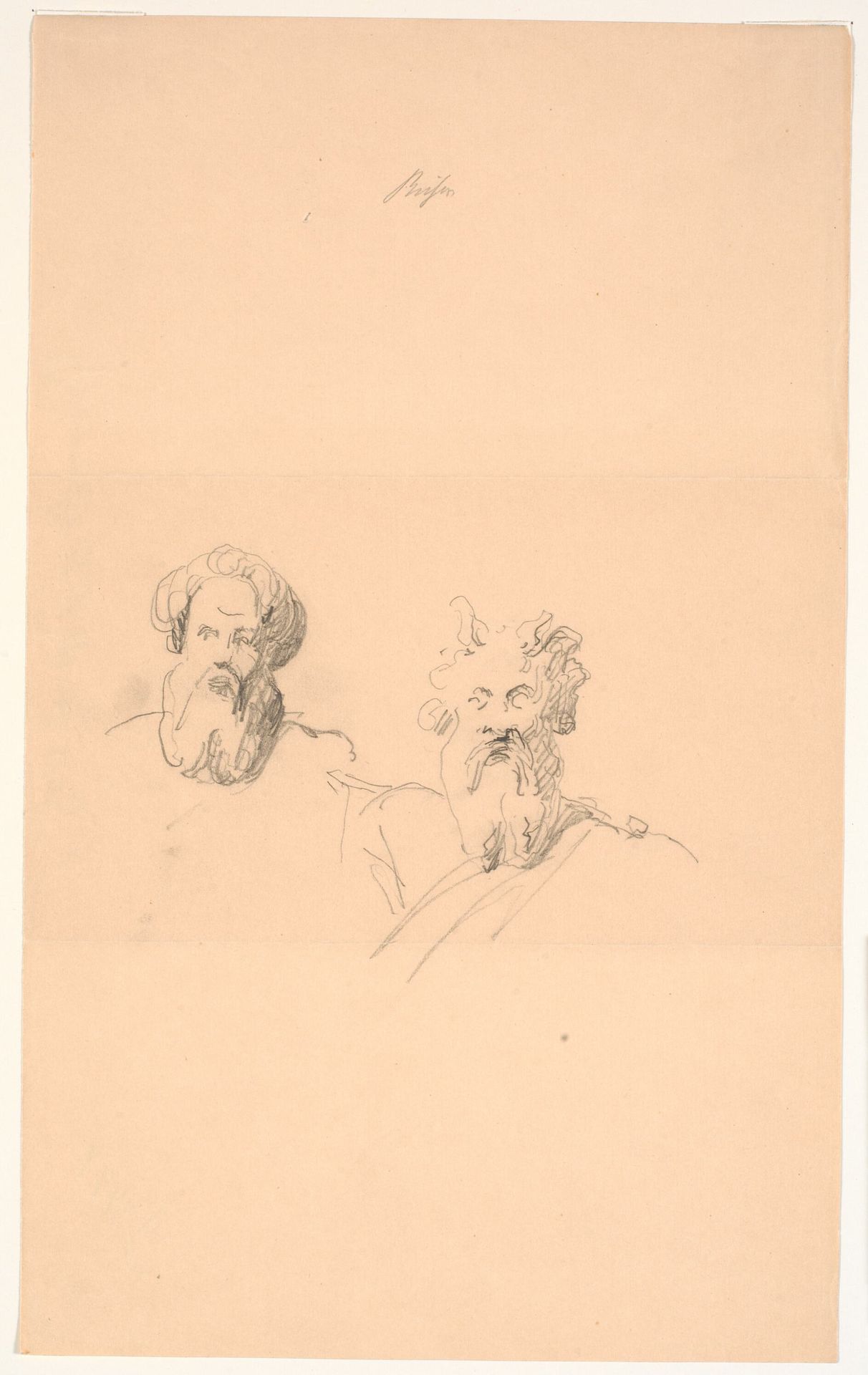To skæggede studiehoveder. Den ene til Moses by H.W. Bissen