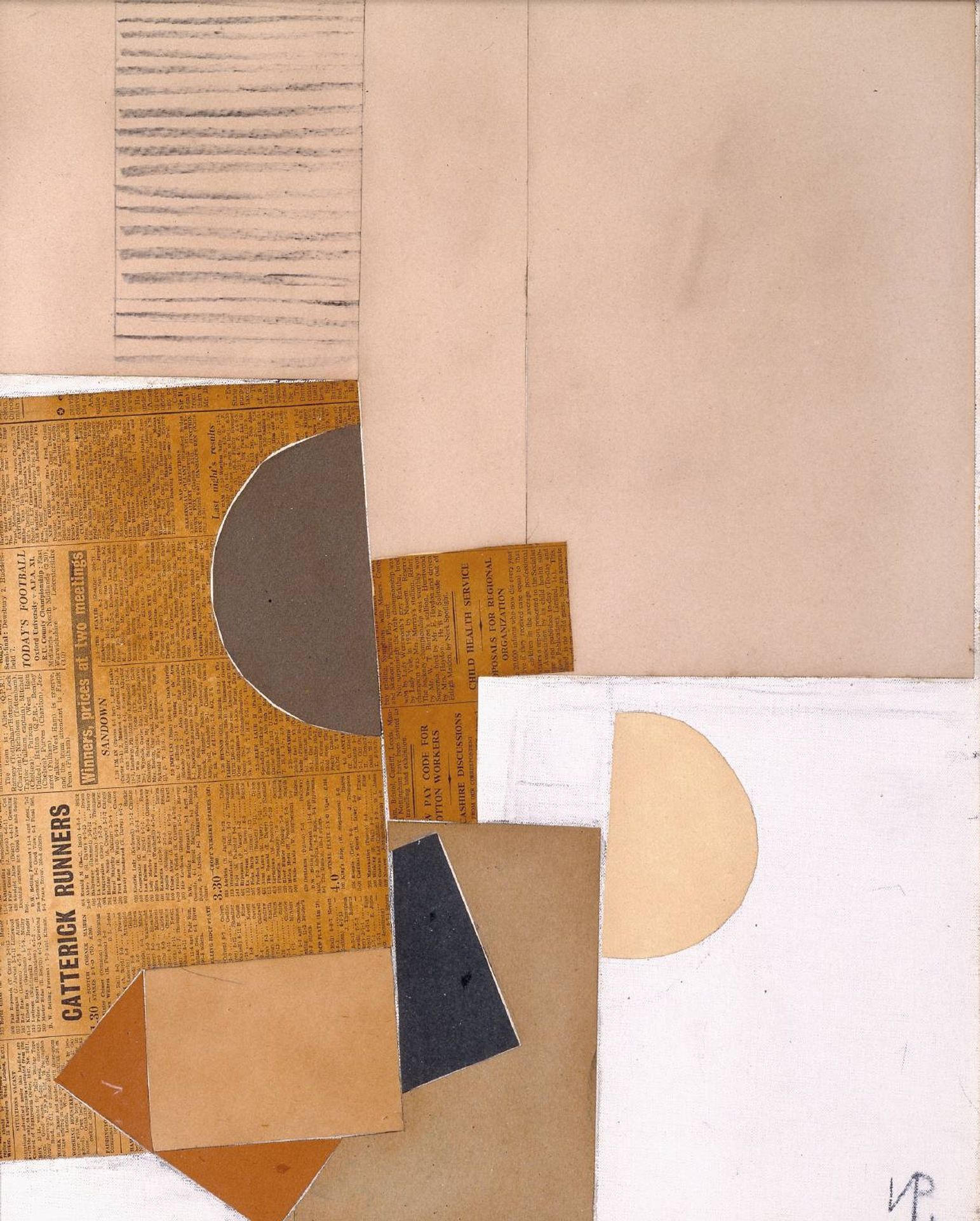 Abstract in White, Grey and Ochre by Victor Pasmore