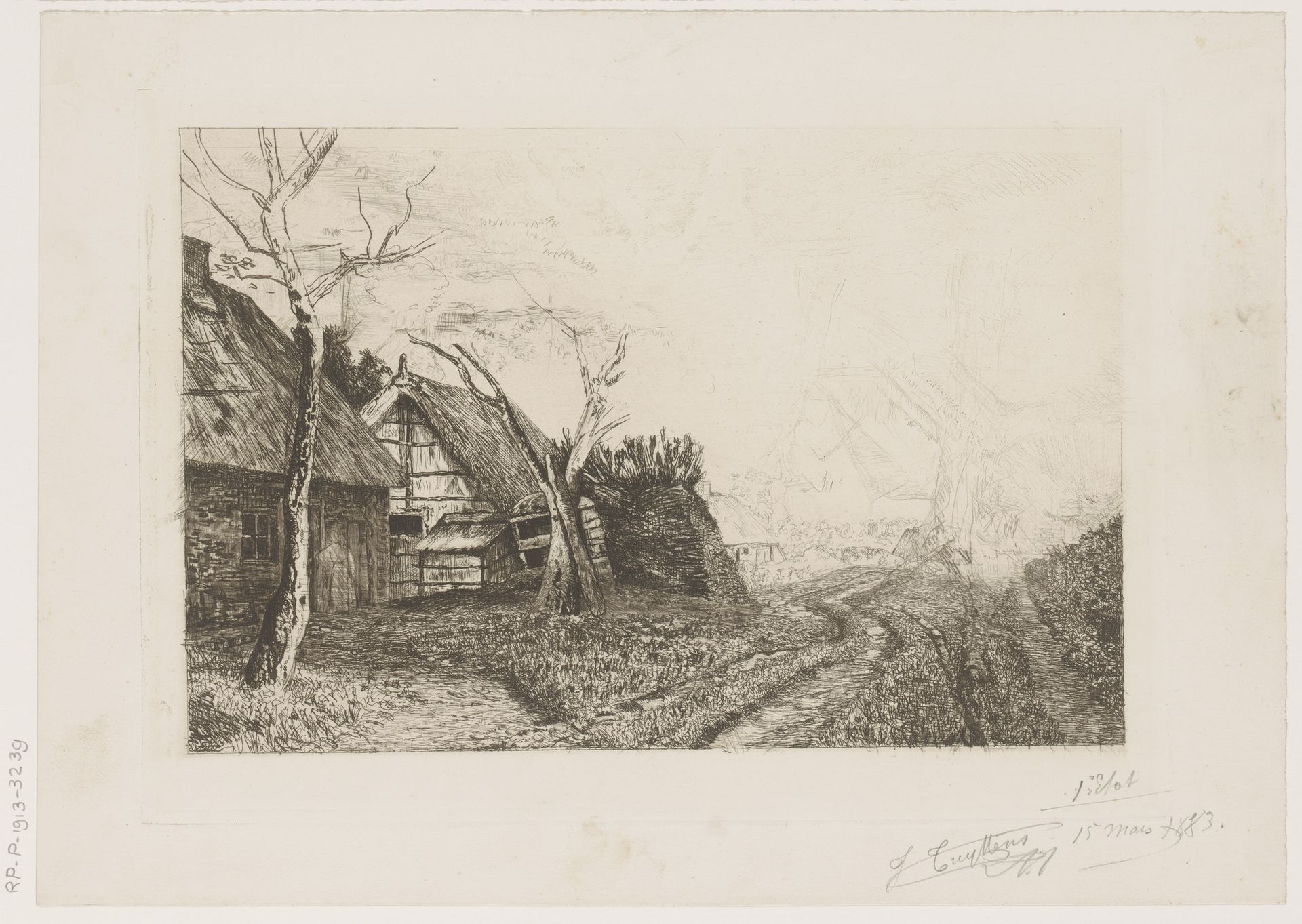 Landschap met boerderijen en molen by Jerôme Tuyttens