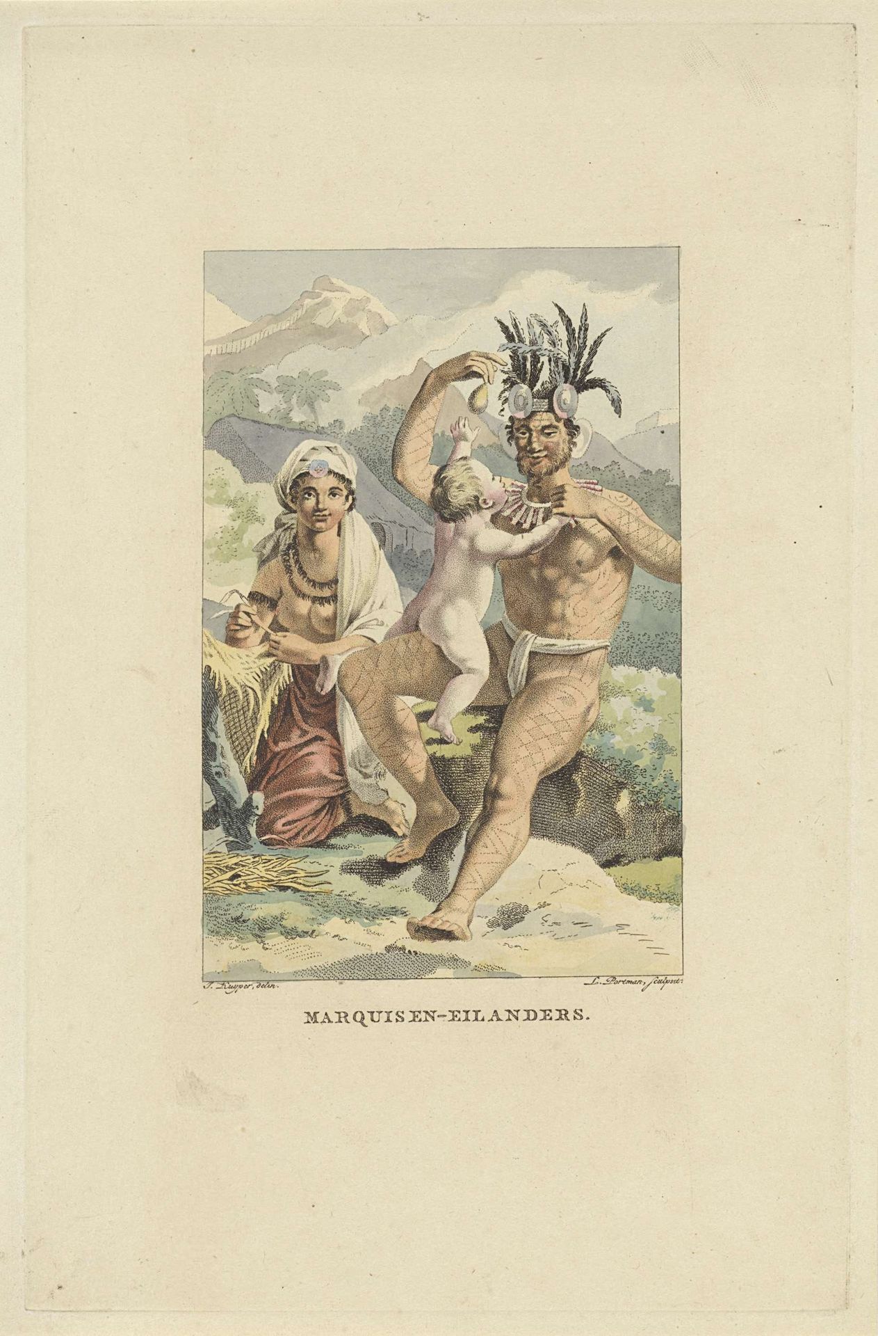 Bewoners van de Markiezeneilanden by Ludwig Gottlieb Portman