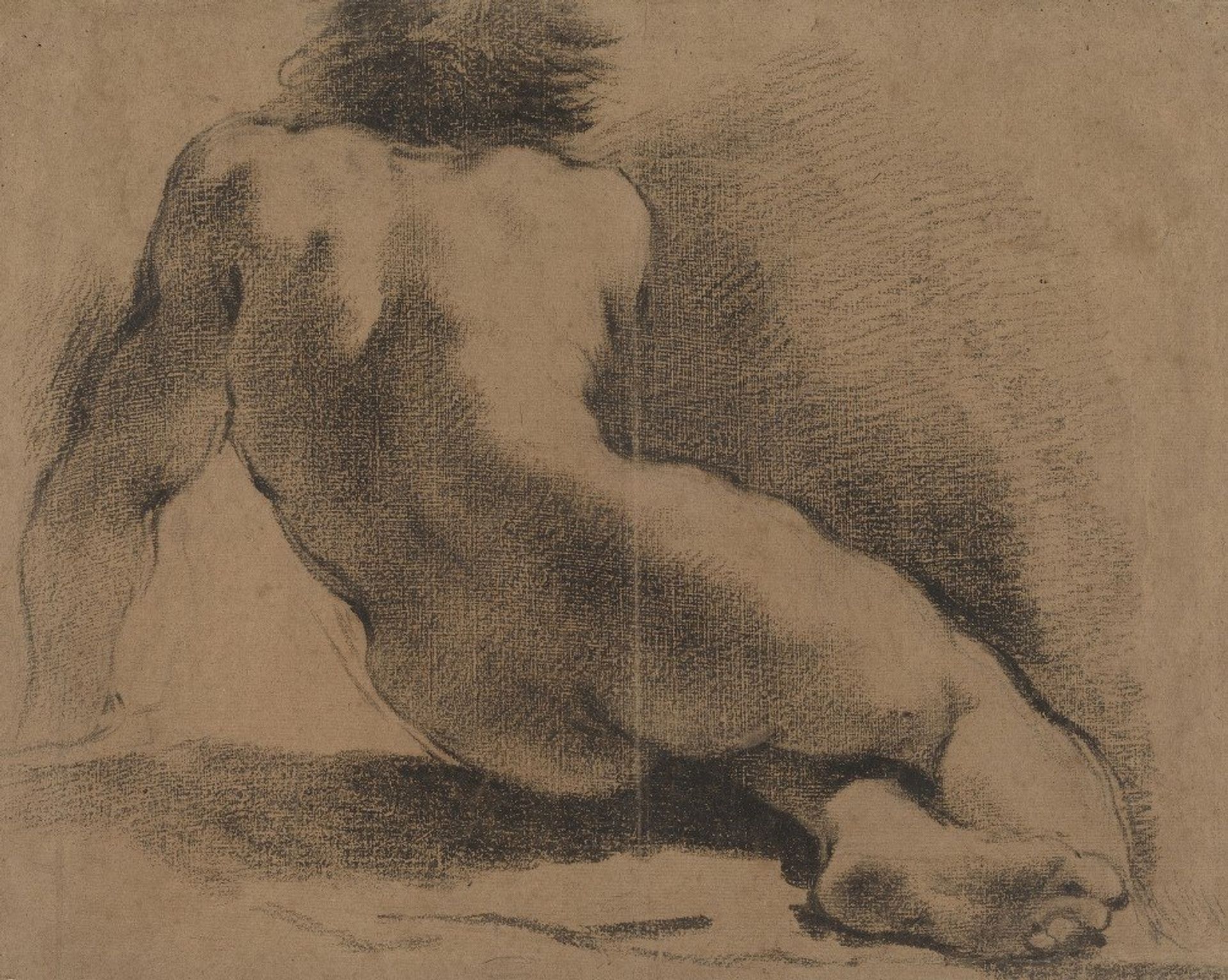 Seated Nude Boy Seen from the Back by Guercino