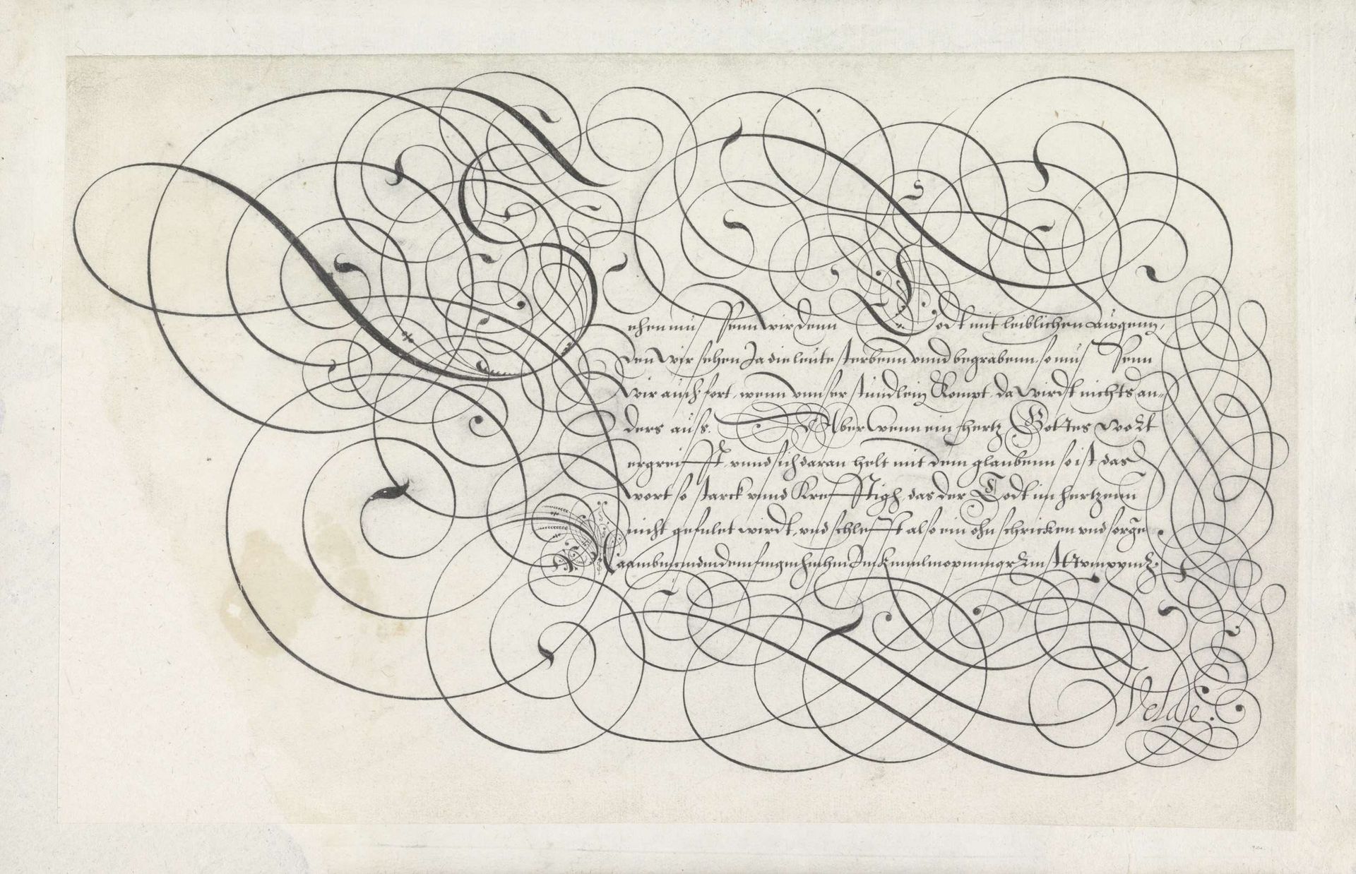 Ontwerp van een schrijfvoorbeeld: Sehen (...) by Jan van de Velde I
