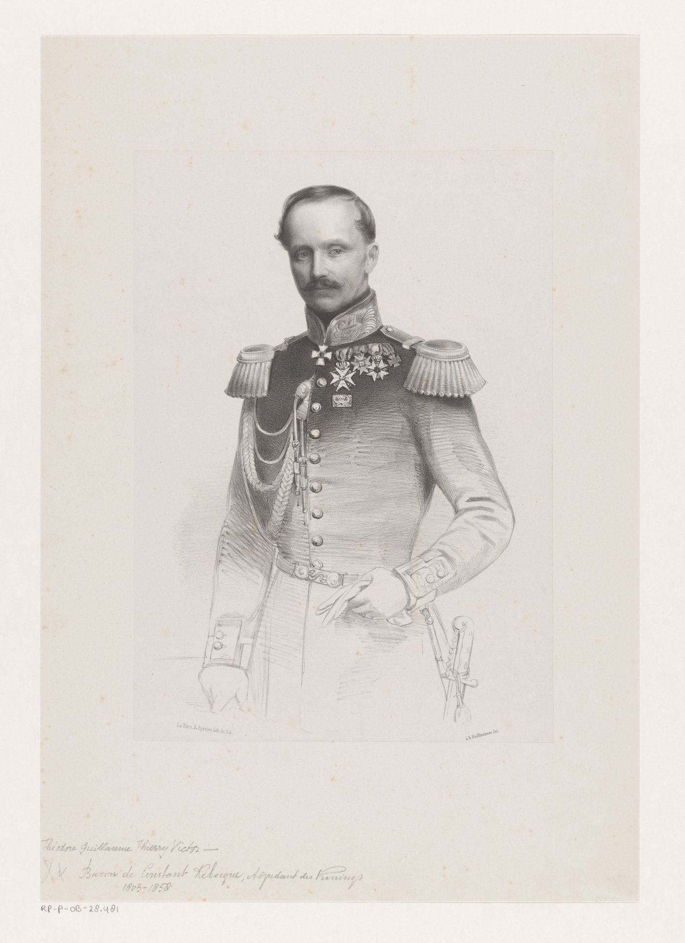 Portret van Théodore Guillaume Thierry Victor de Constant Rebecque by Johan Hendrik Hoffmeister