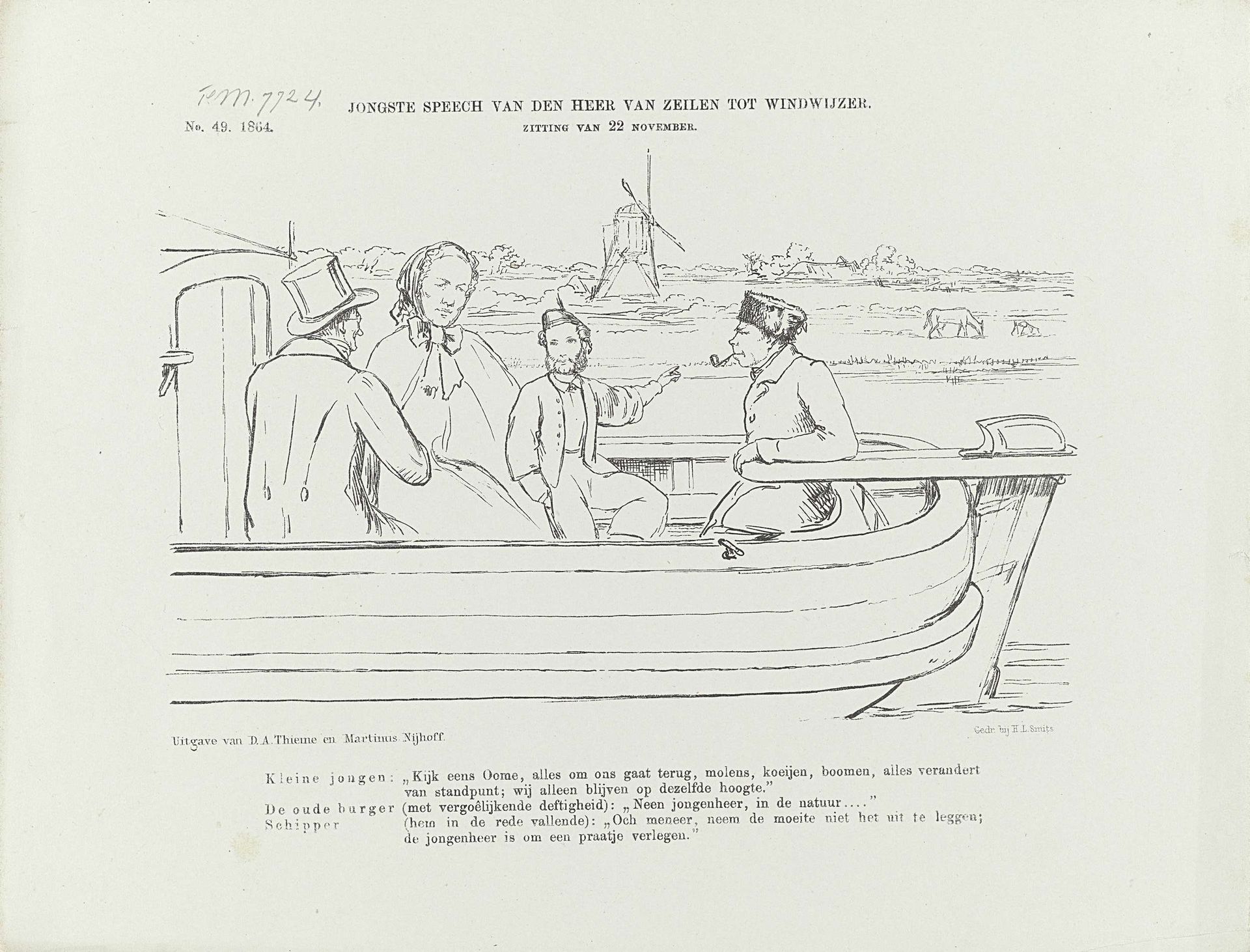 Spotprent op baron Van Zuylen van Nijevelt, 1864 by Johan Michaël Schmidt Crans