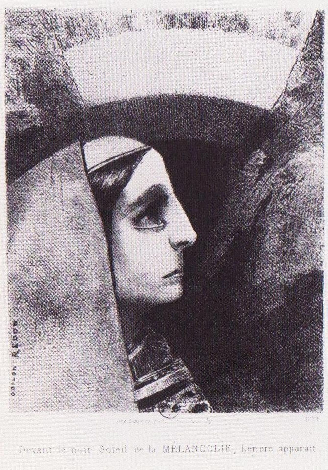 Lenor appears in front of the black sun of melancholy by Odilon Redon