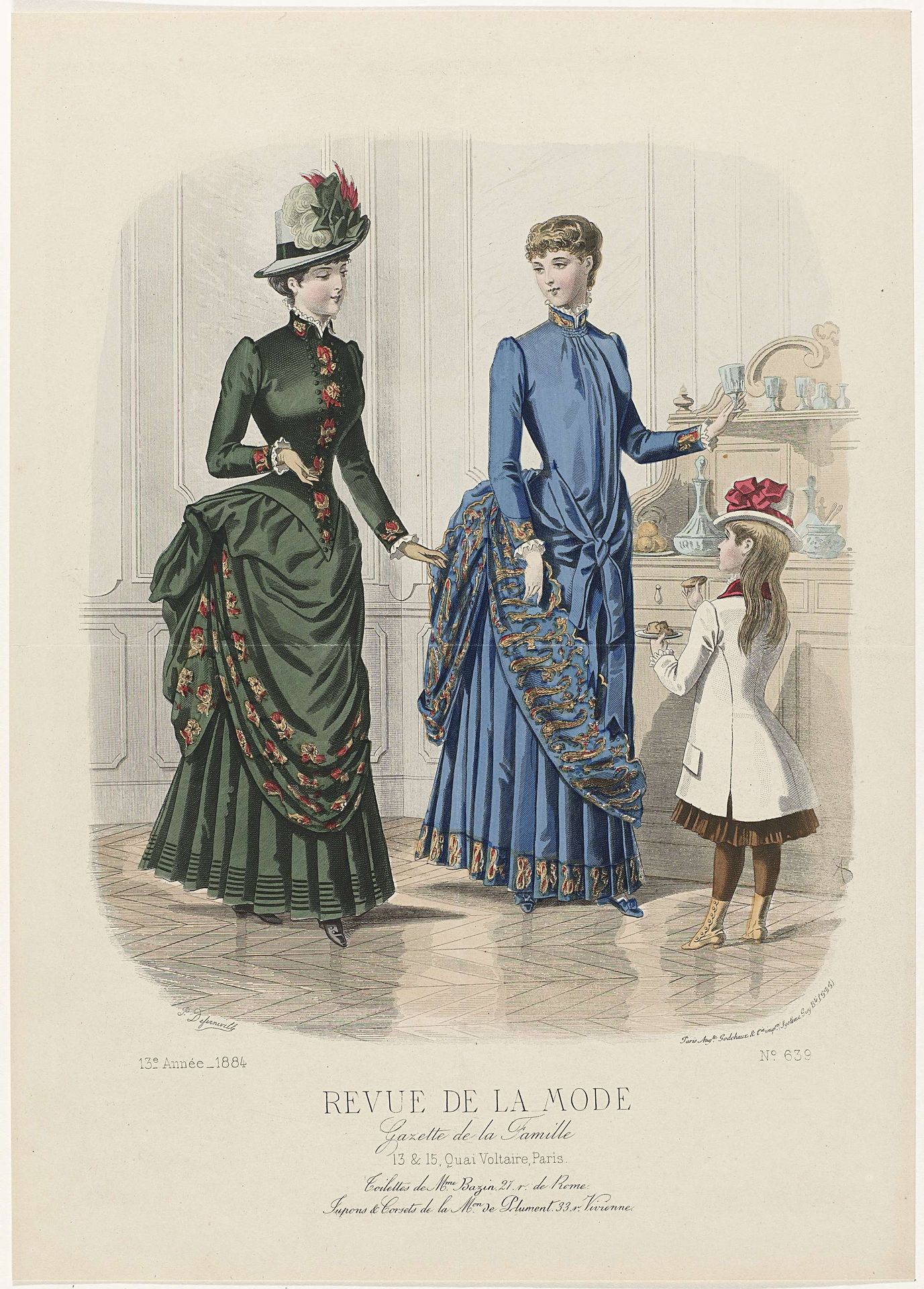 Revue de la Mode, Gazette de la Famille, 1884, 13e annee, No. 639: Toilettes de Mme Bazin (...) by A. Chaillot