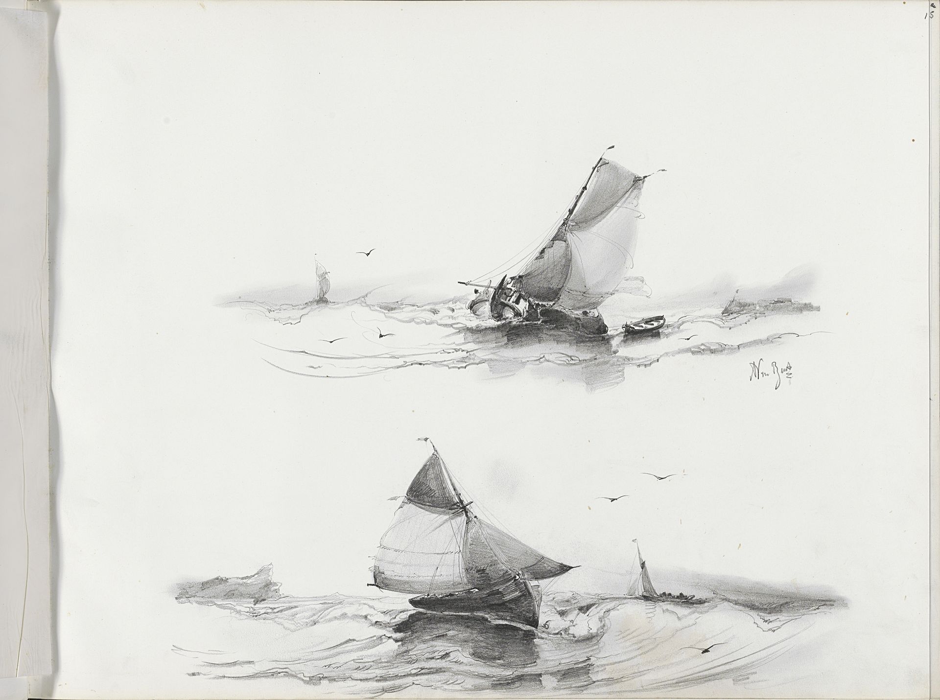 Zeilschepen op het water by Albertus van Beest