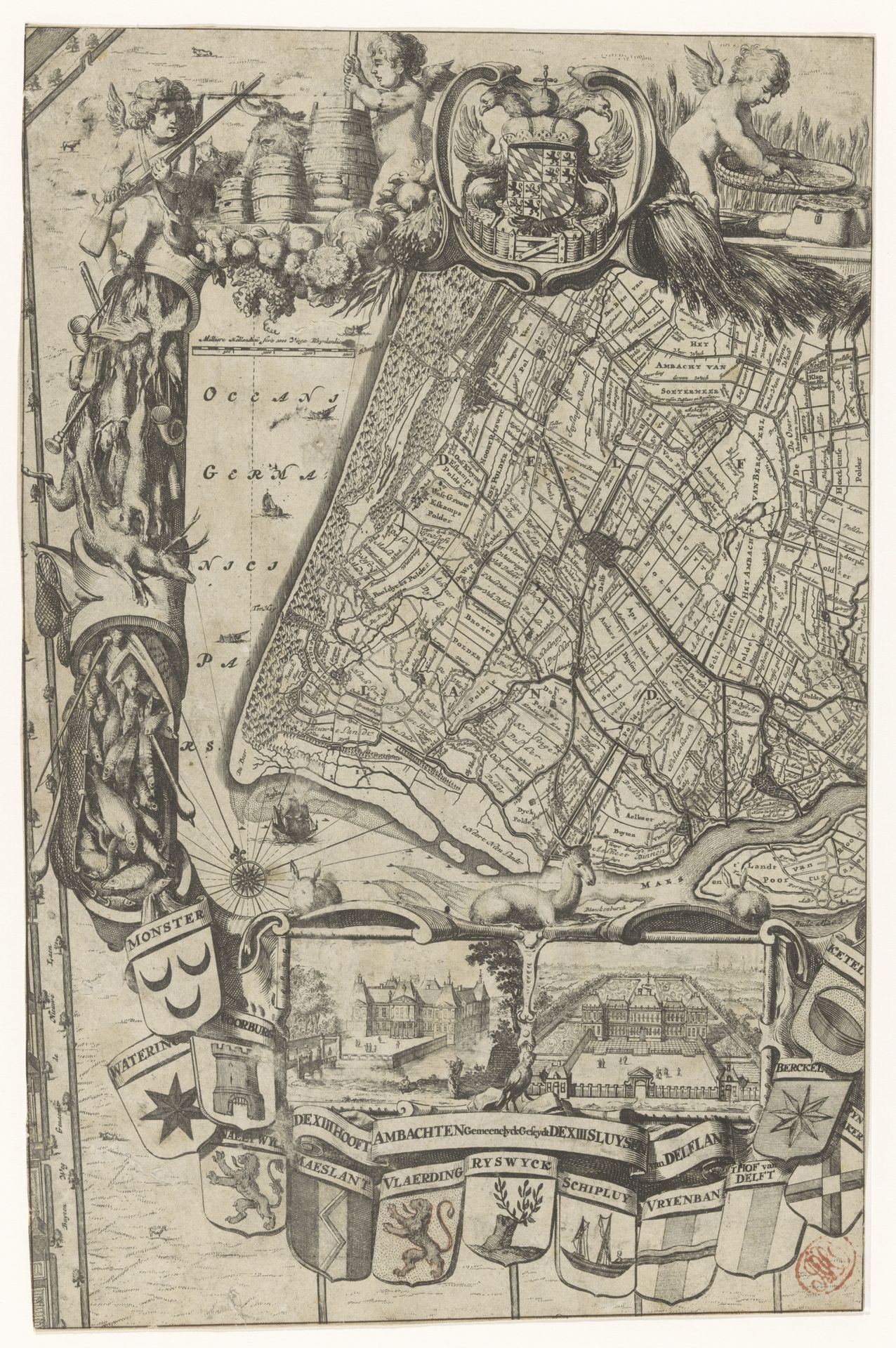 Inzetkaart van het Hoogheemraadschap van Delfland by Coenraet Decker