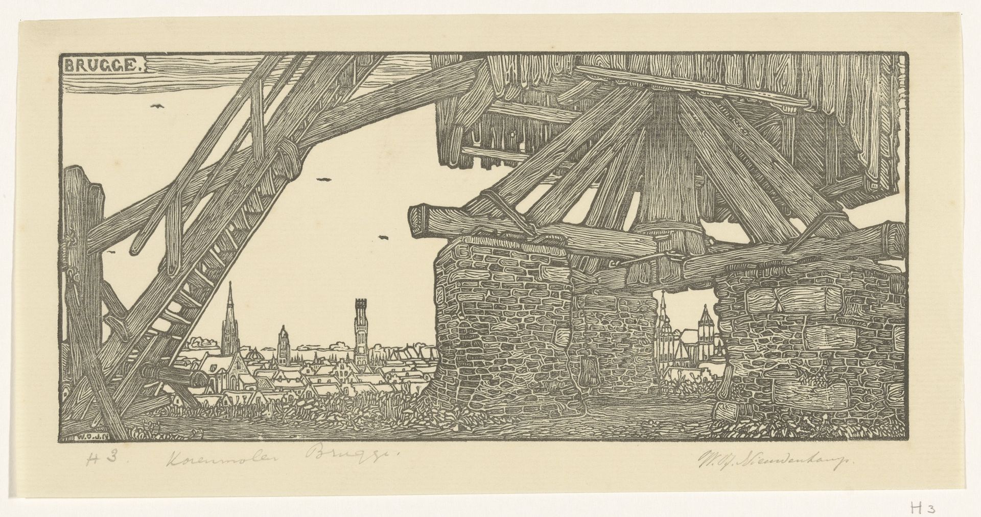 Onderstuk van een korenmolen in Brugge by Wijnand Otto Jan Nieuwenkamp