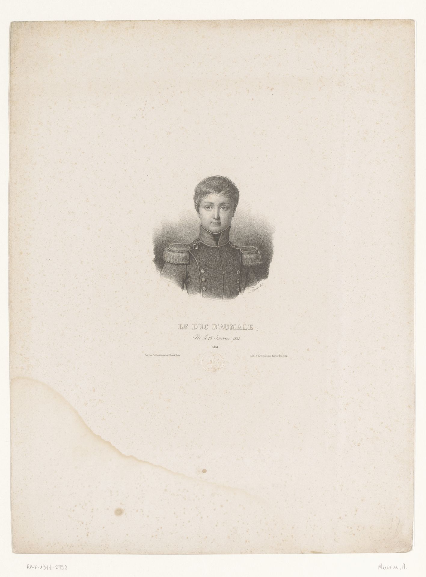 Portret van Henri Eugène-Philippe-Louis van Orléans, hertog van Aumale by Antoine Maurin