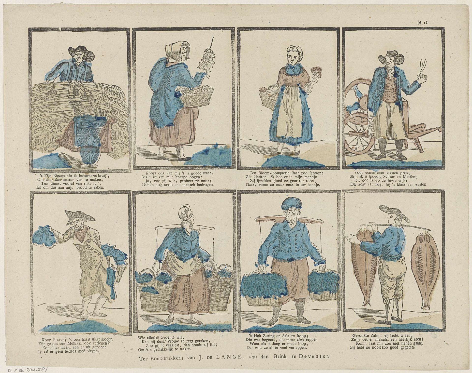 Straatverkopers by Jan de (II) Lange