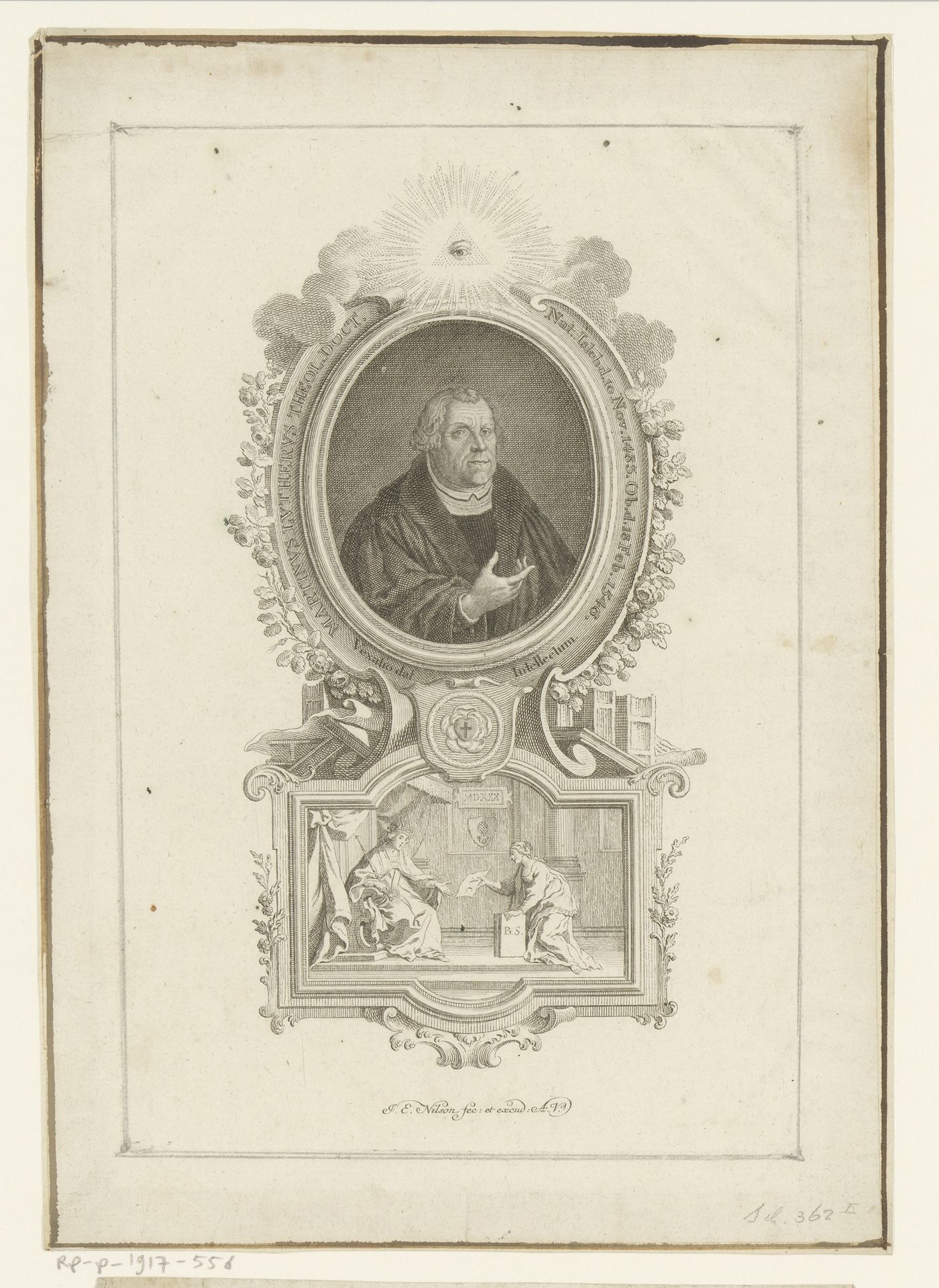 Portret van Martin Luther by Johann Esaias Nilson