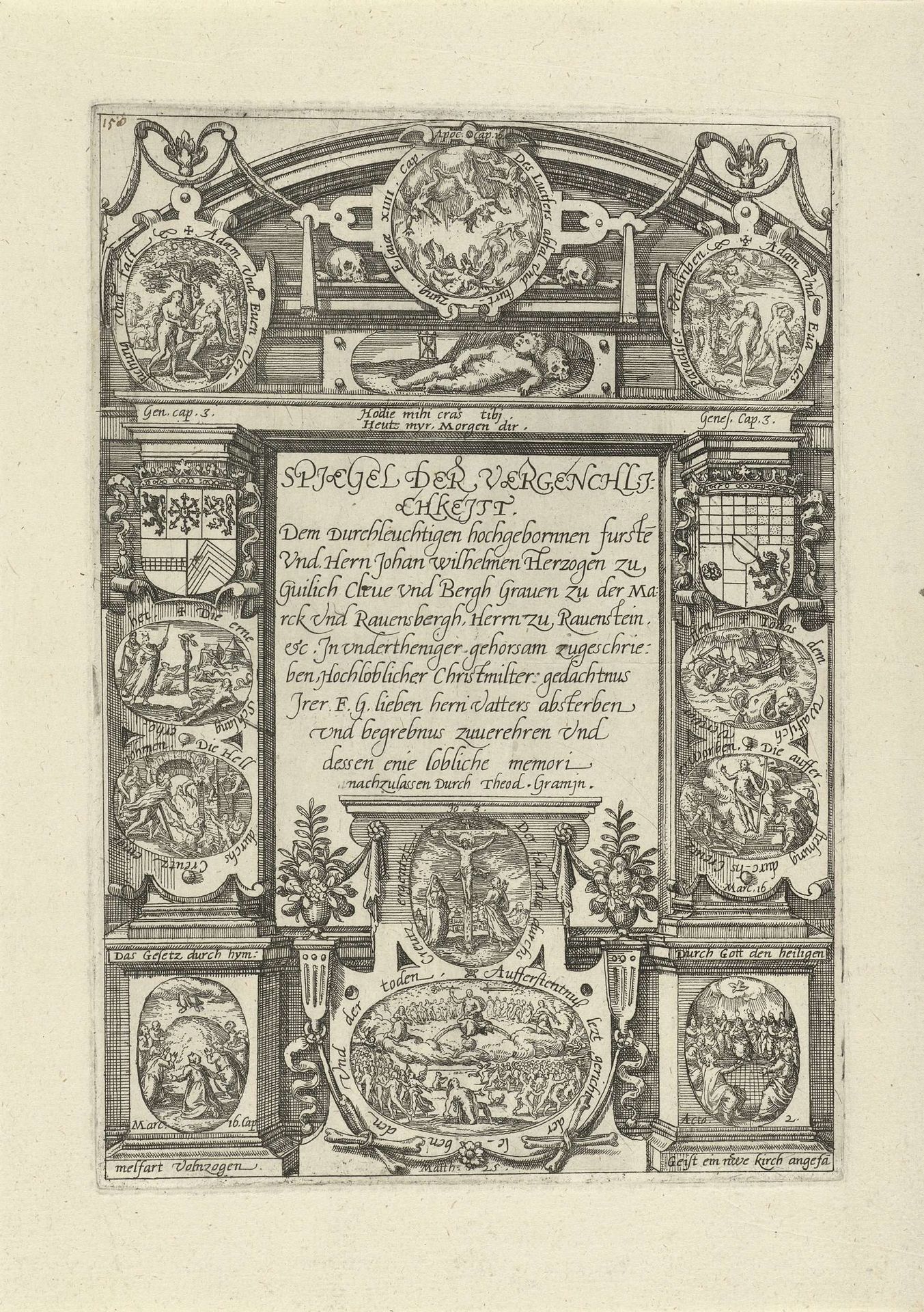 Elf medaillons met bijbelse voorstellingen by Frans Hogenberg