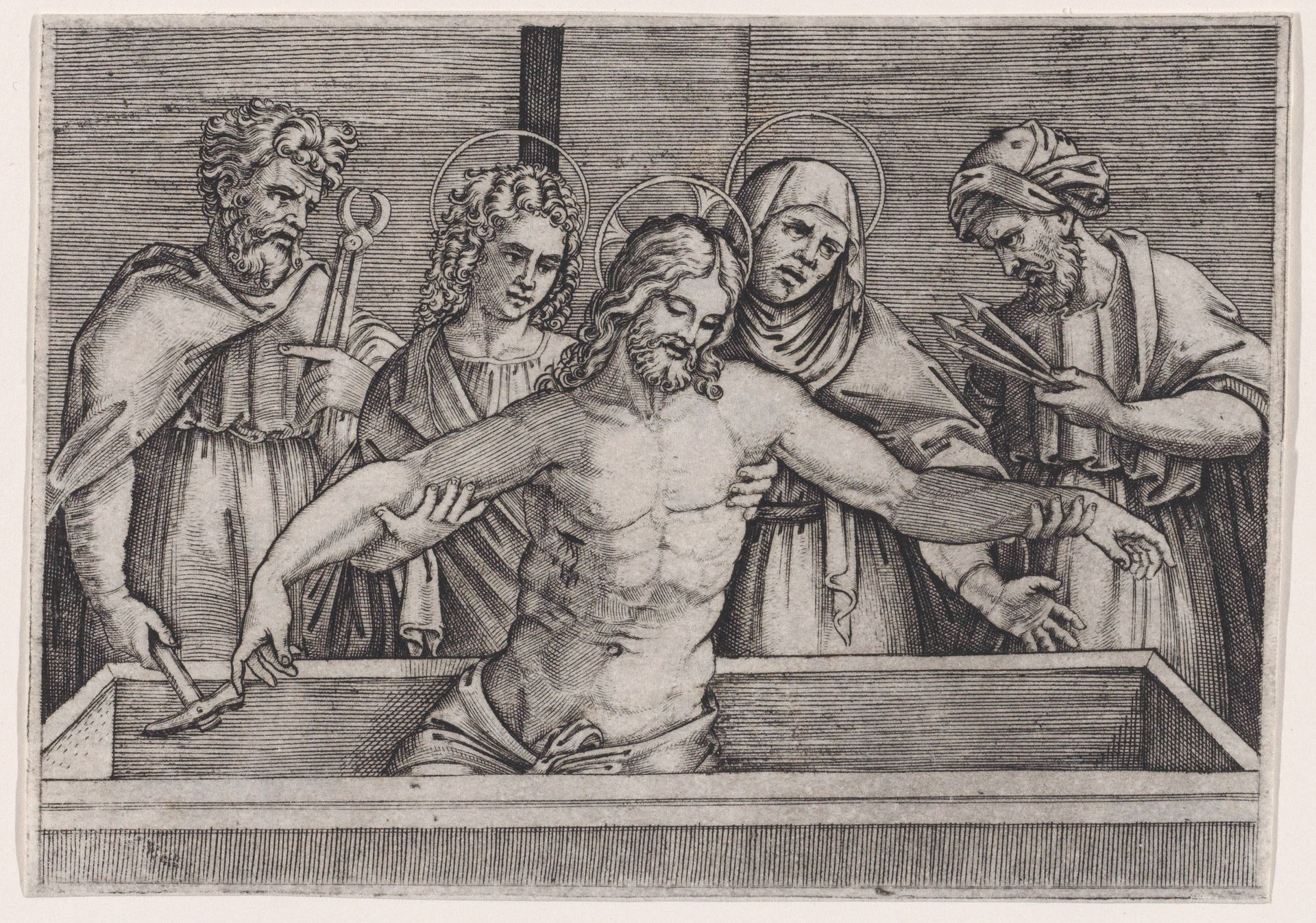 The Entombment of Christ by Agostino Veneziano