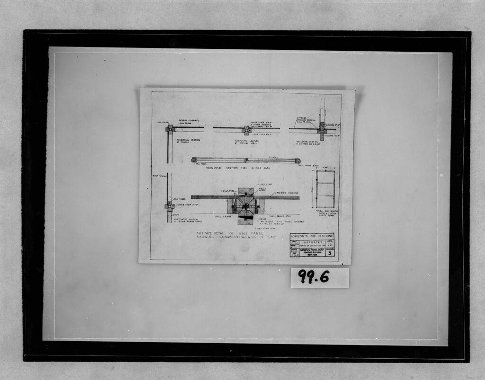 Barracks, 1943: Horizontal wall sections, details (3" = 1'-0") by J. S.
