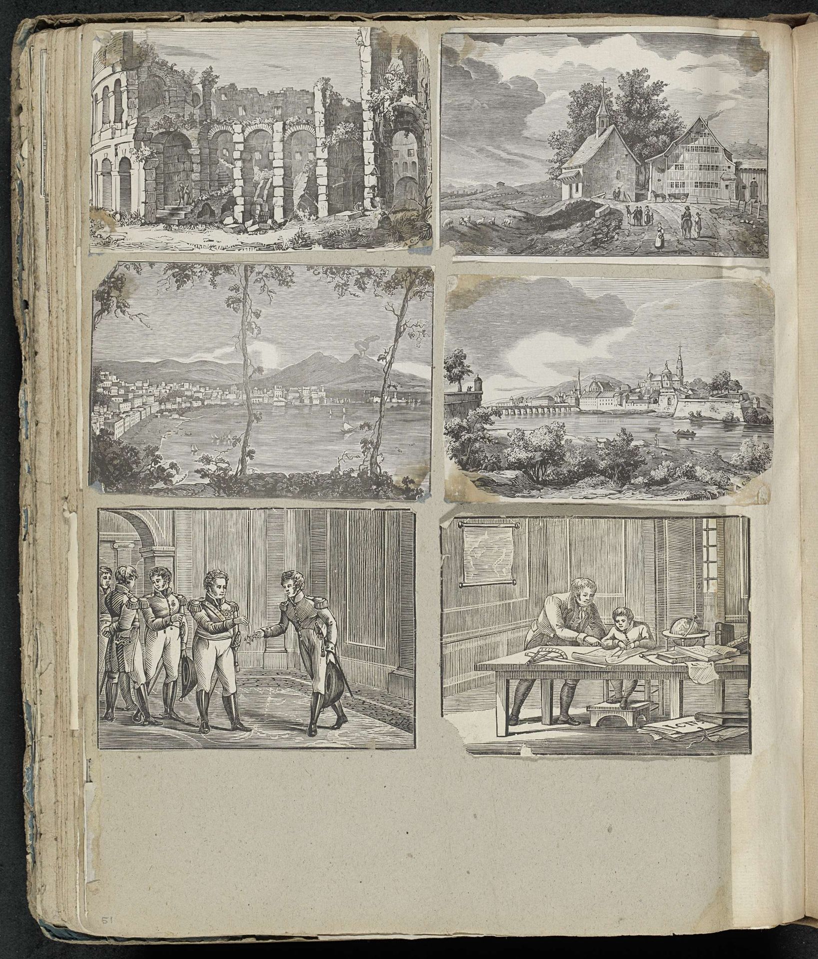 Albumblad met diverse voorstellingen by Alexander Cranendoncq