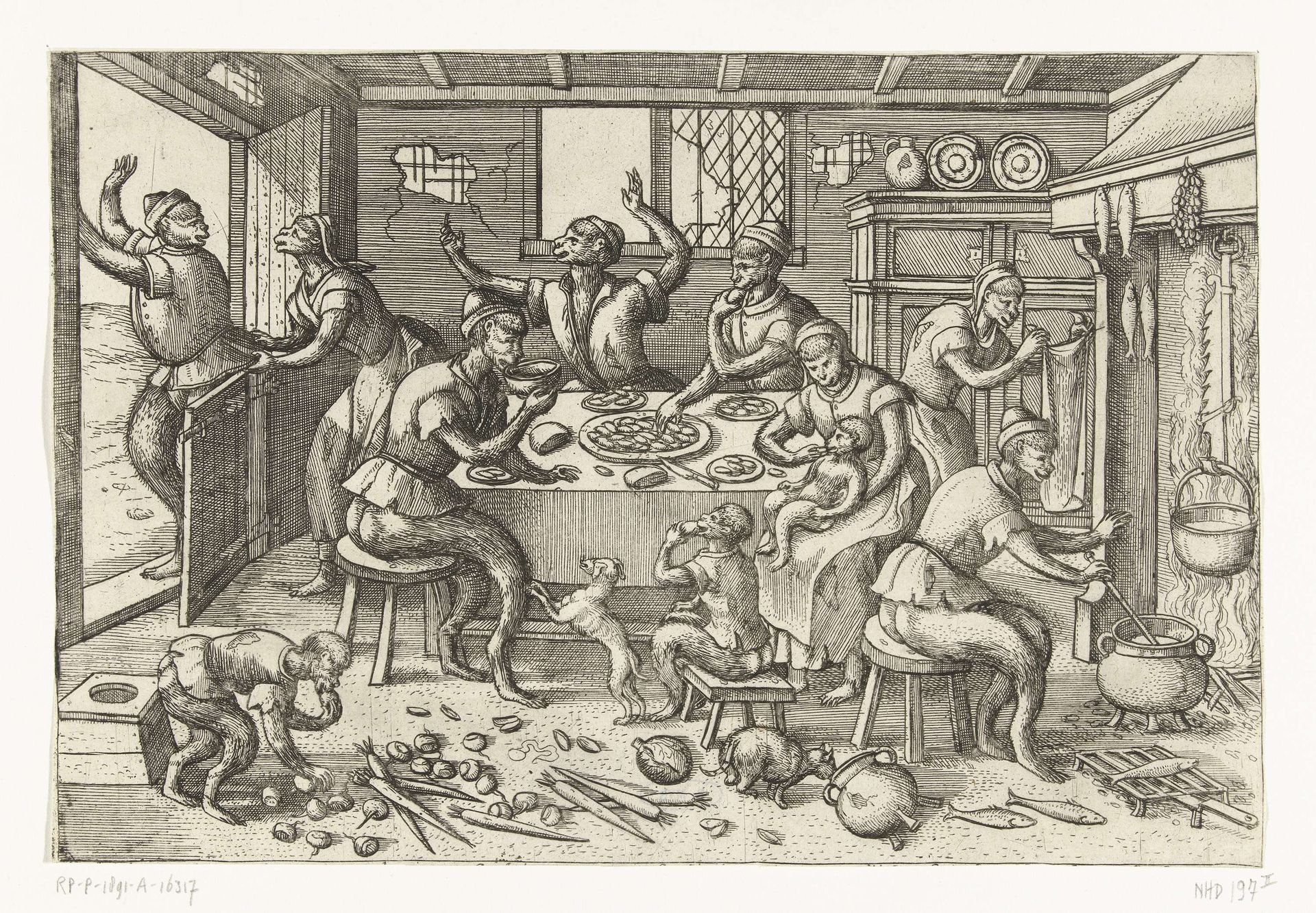 Magere keuken by Pieter van der (I) Borcht