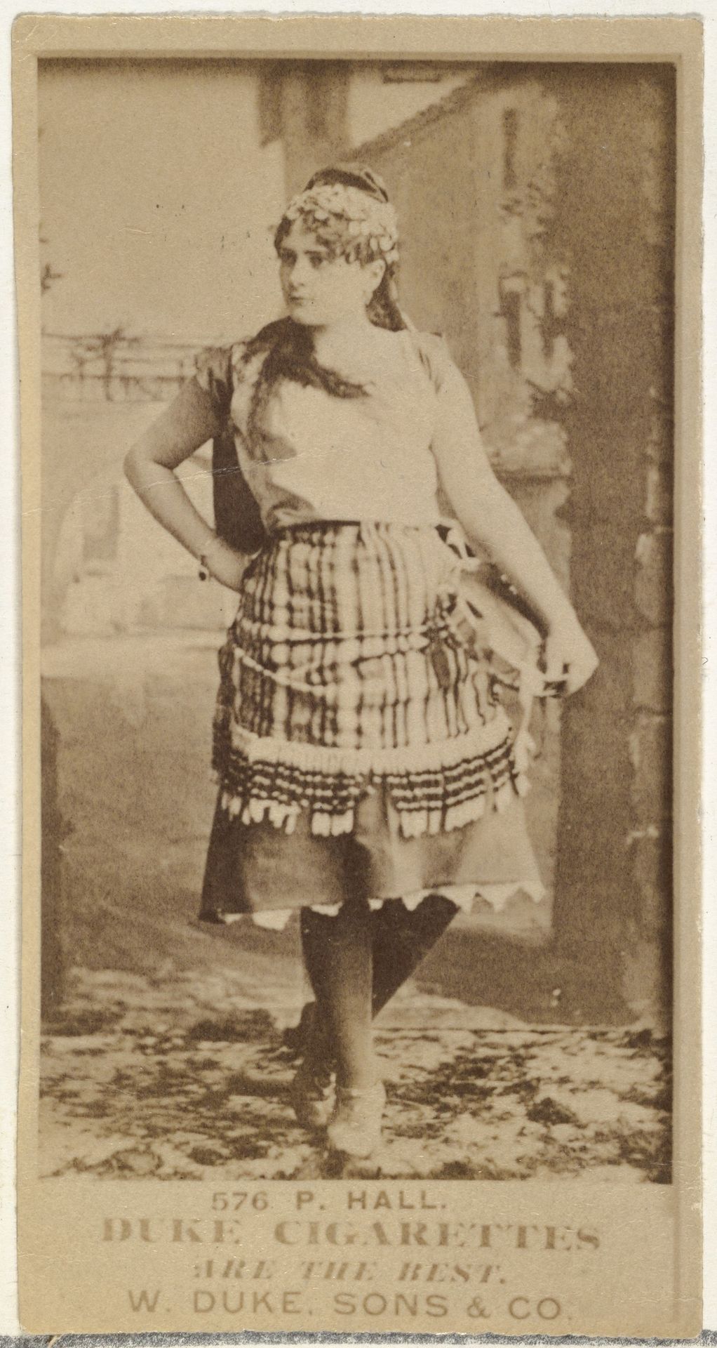 Card Number 576, P. Hall, from the Actors and Actresses series (N145-7) issued by Duke Sons & Co. to promote Duke Cigarettes by W. Duke, Sons & Co.