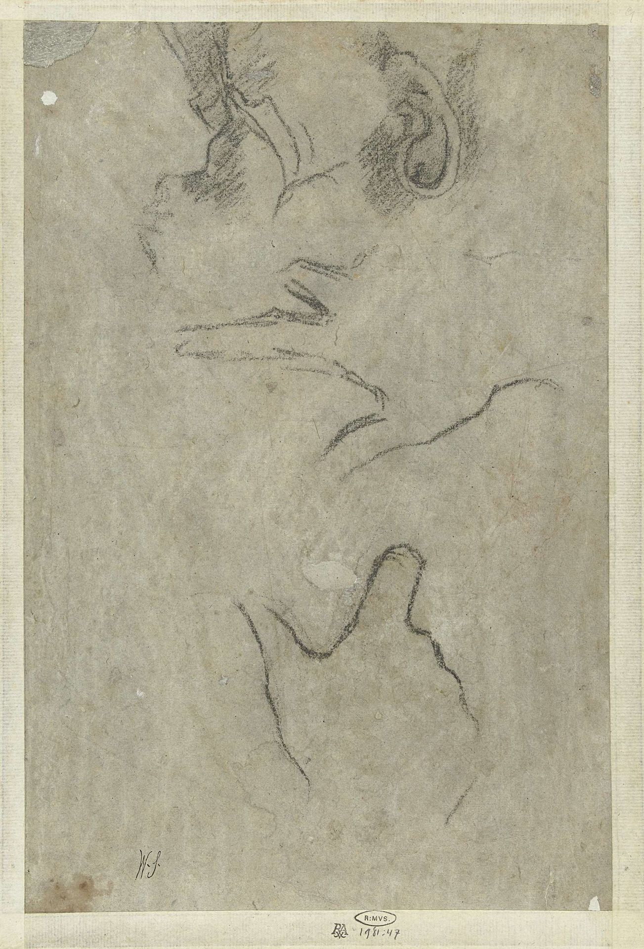 Studies van handen, een hals en een oor by Annibale Carracci