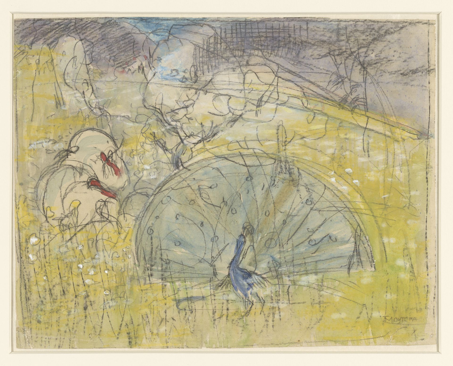 Pronkende pauw en twee kalkoenen by Theo van Hoytema