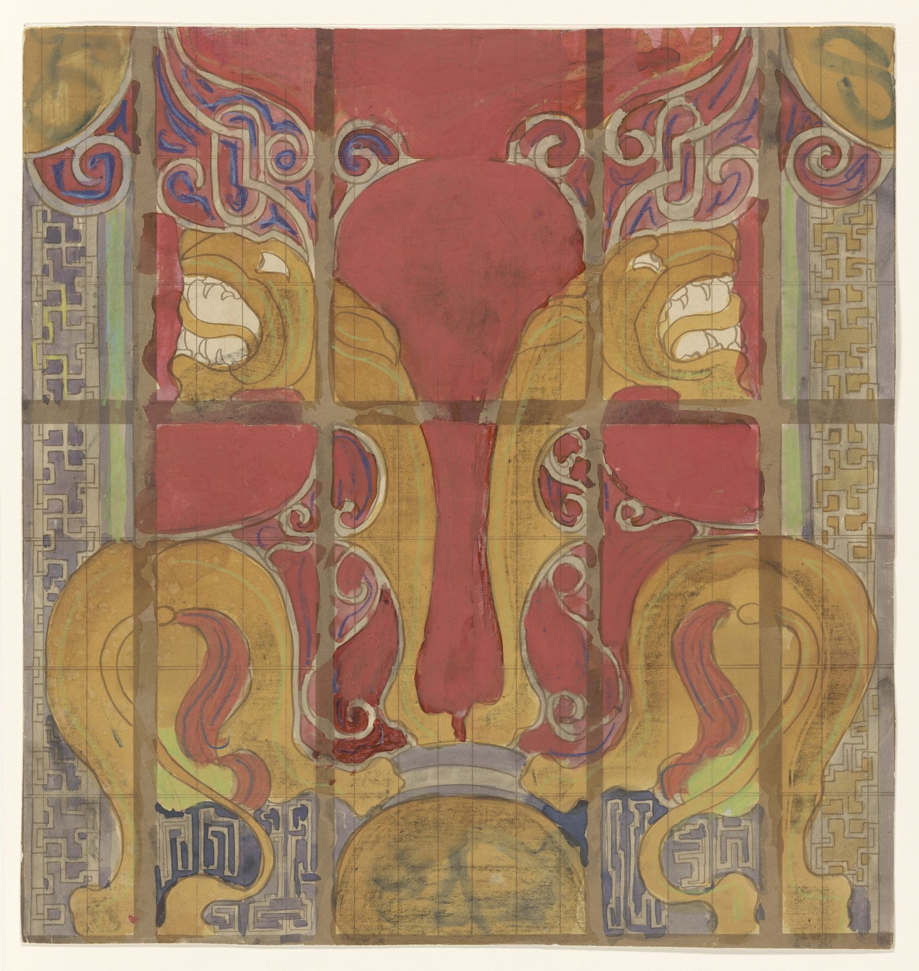 Ontwerp voor een glas in lood-koepel voor de muziekzaal van het schip J.P. Coen by Carel Adolph Lion Cachet