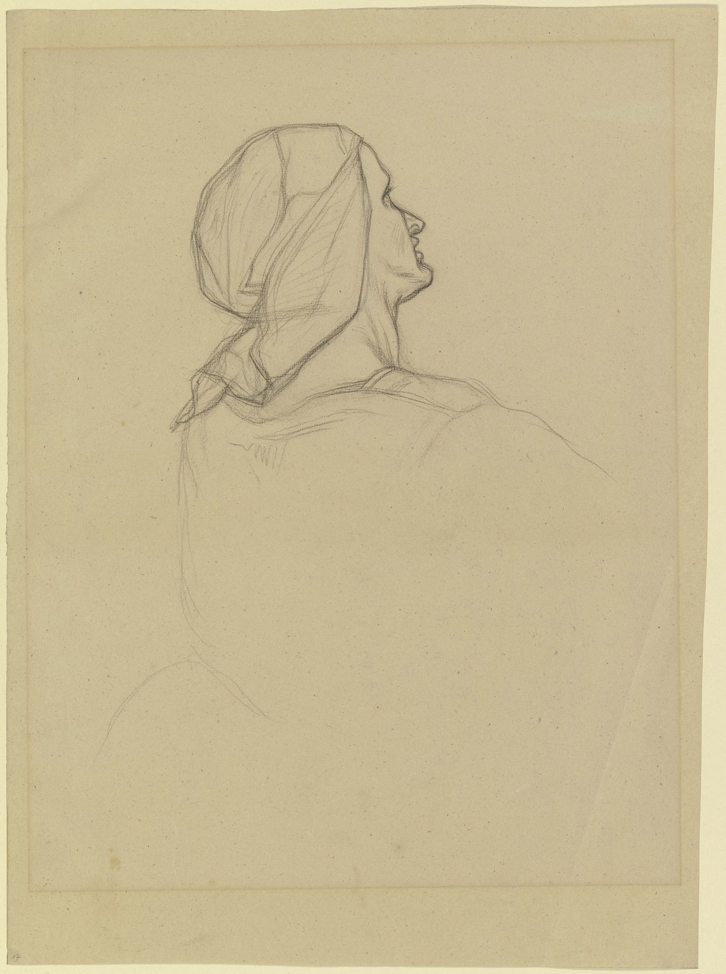 Kopf der alten Frau aus _Ritter Hartmut von Kronberg nimmt von seinen Angehörigen Abschied_ by Victor Müller