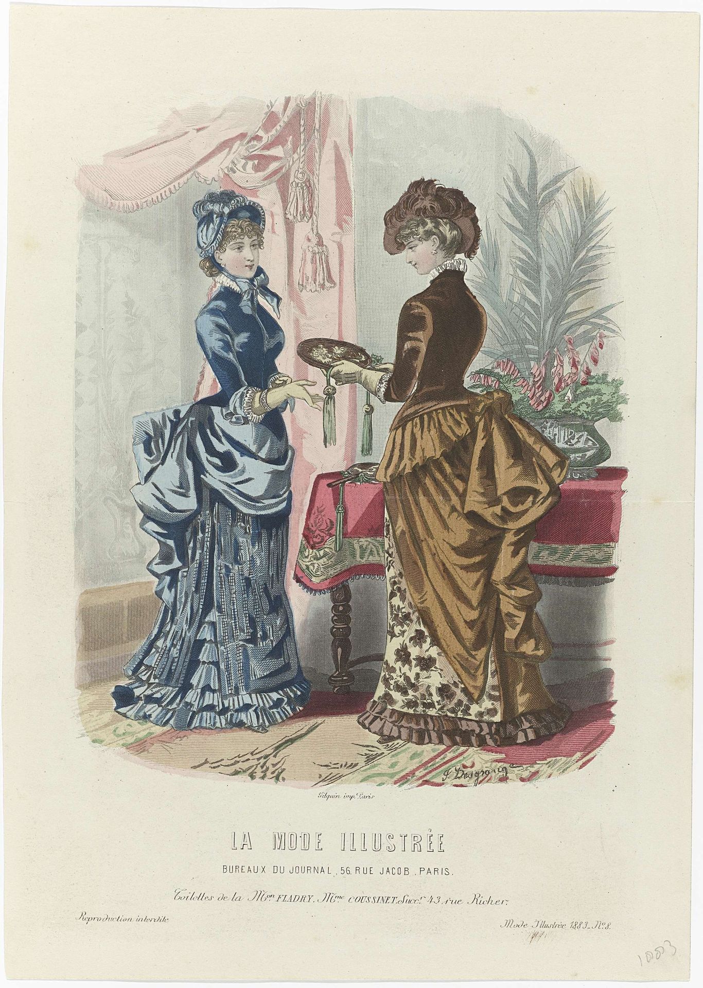 La Mode Illustrée, 1883, No. 8 : Toilettes de Mon. Fladry (...) by Isabelle Desgrange