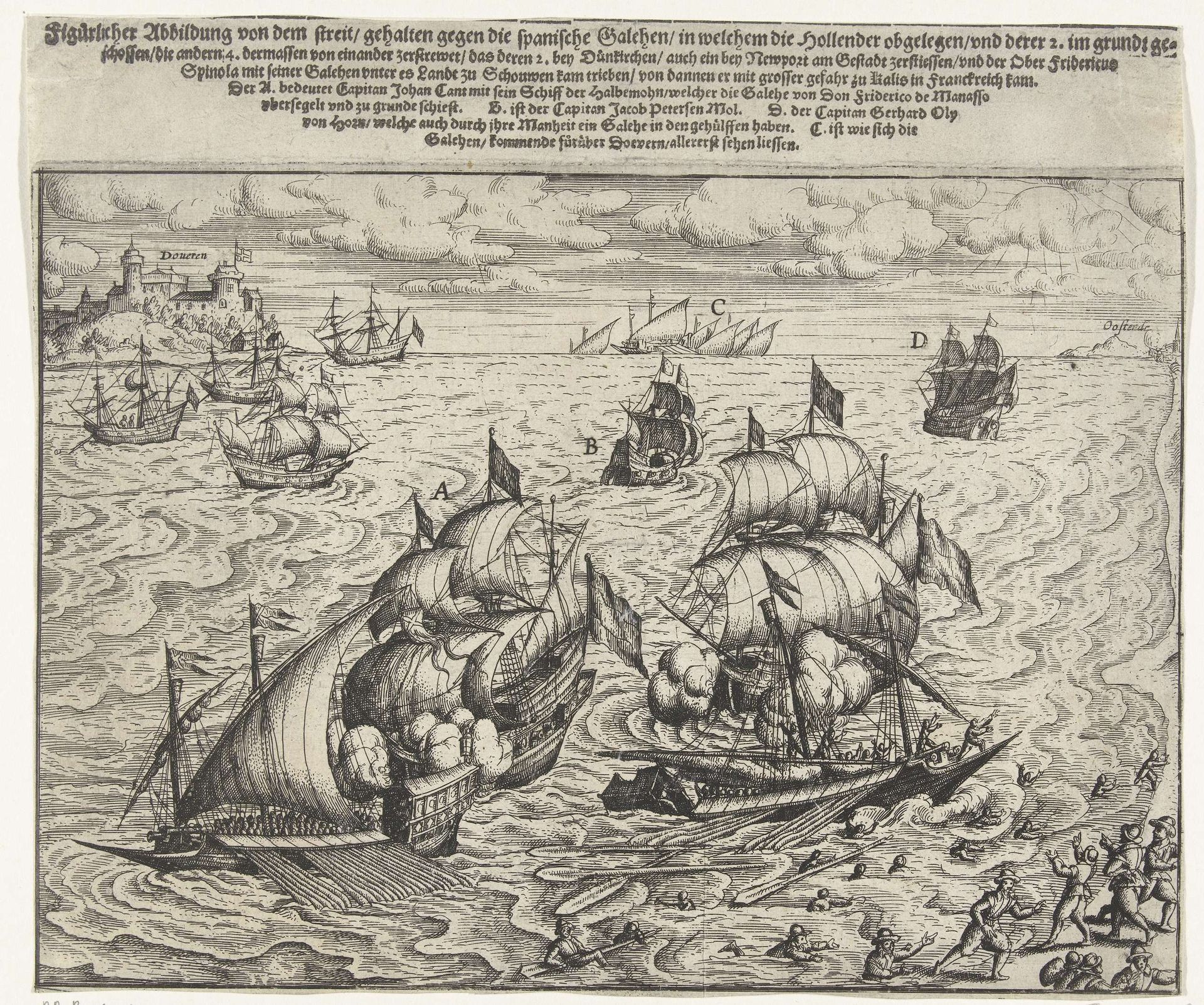 Zeeslag met de zes Spaanse galeien van Spinola, 1602 by Anonymous