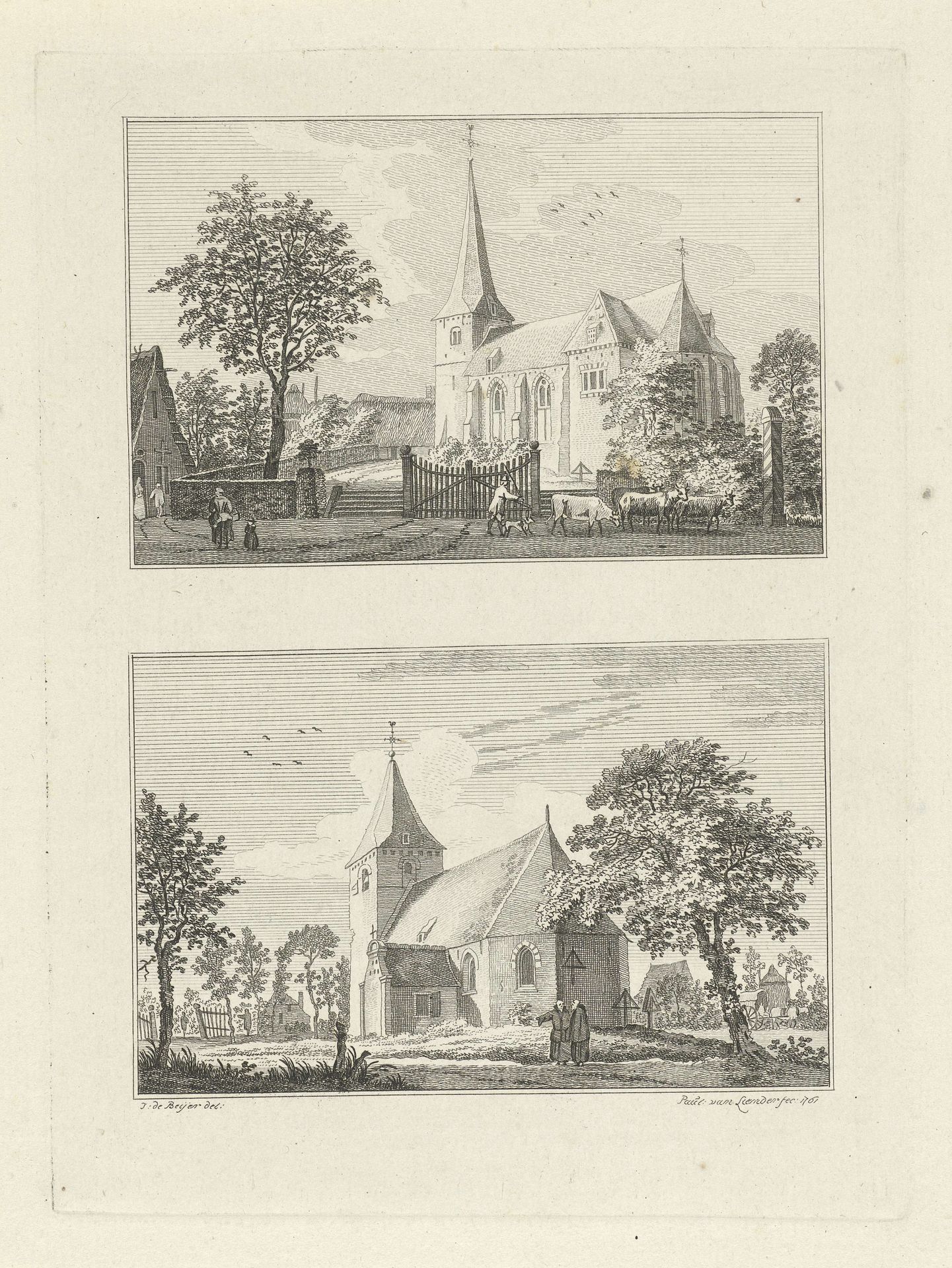 Dorpsgezichten te Kekerdom en Bimmen, 1742 by Paulus van Liender