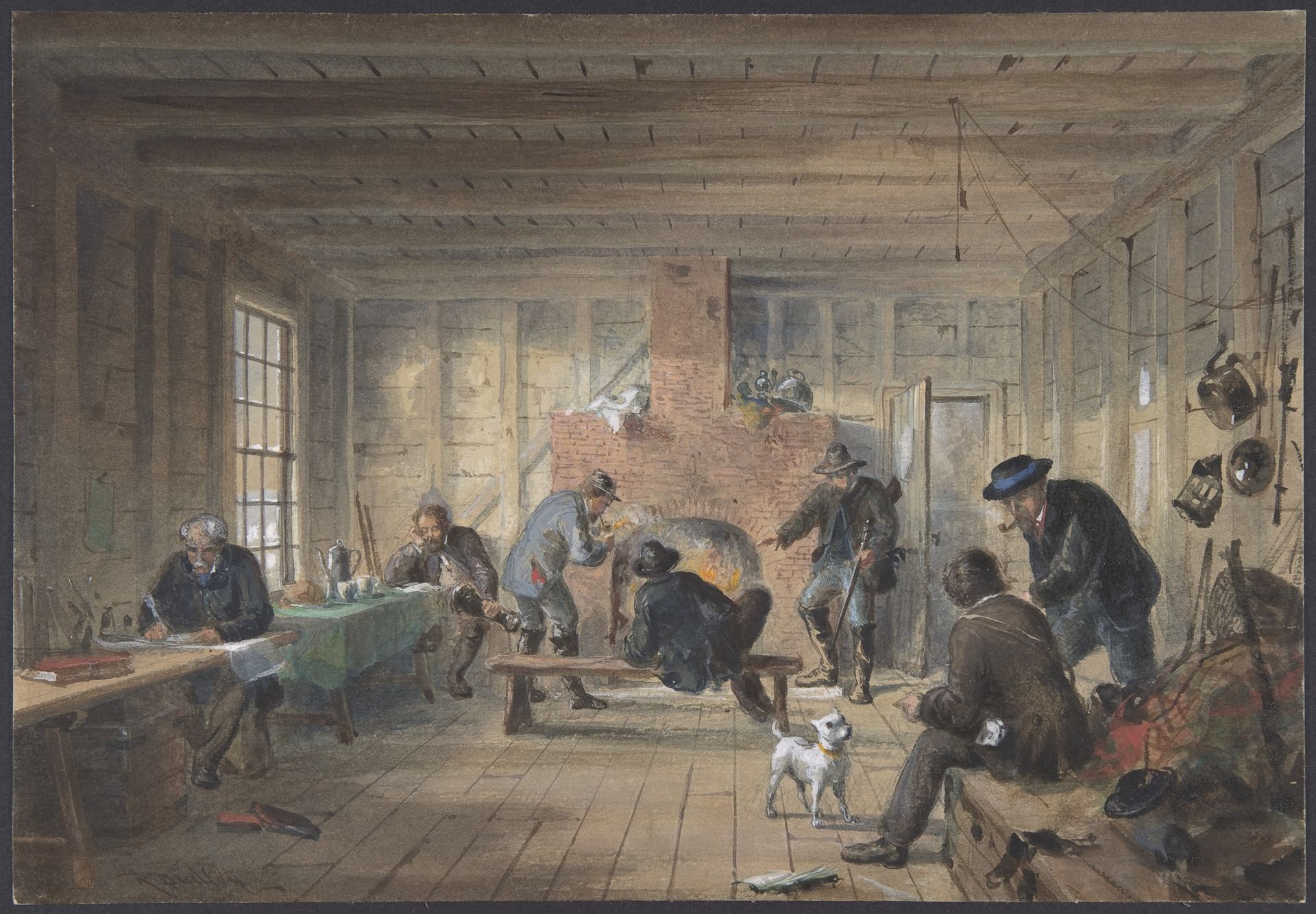 Telegraph House, Trinity Bay, Newfoundland: Interior View of the Mess Room, 1858 by Robert Charles Dudley