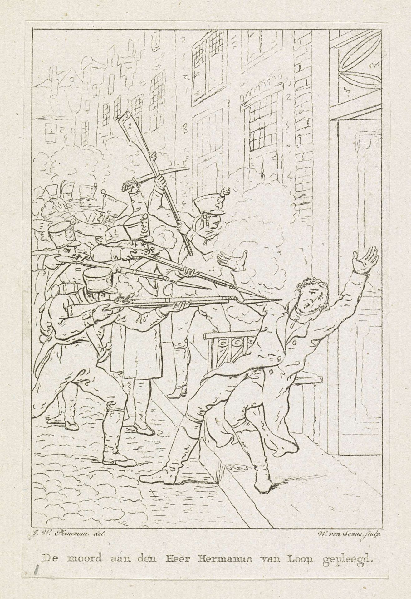 Moord te Woerden op H. van Loon, 1813 by Willem van Senus