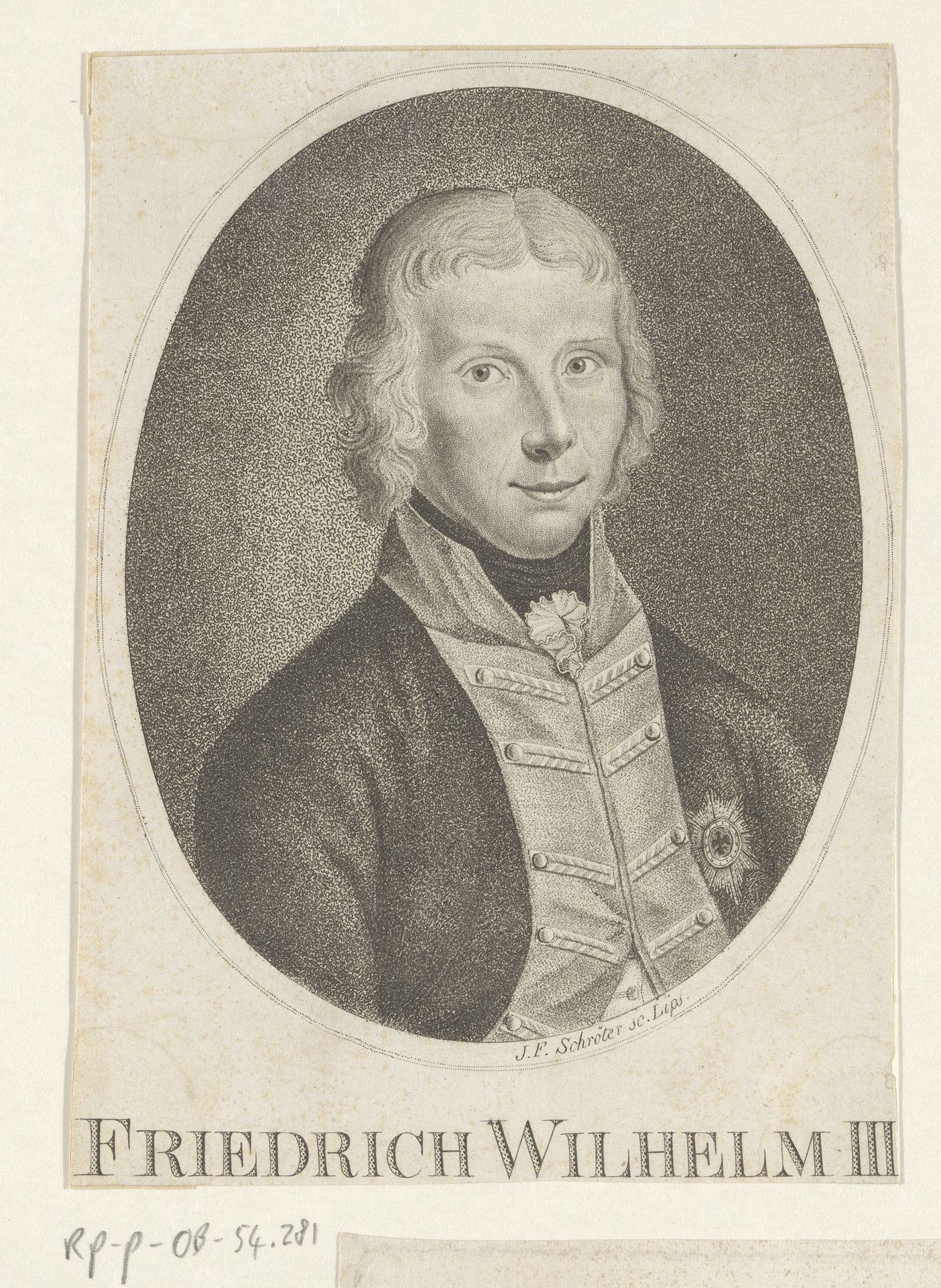 Portret van Frederik Willem III, koning van Pruisen by Johan Friedrich Schrötter