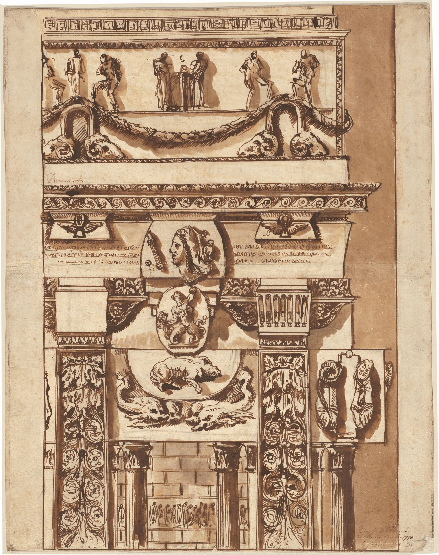 Fantasy of a Façade with Bizarre Ornaments by Giovanni Battista Piranesi