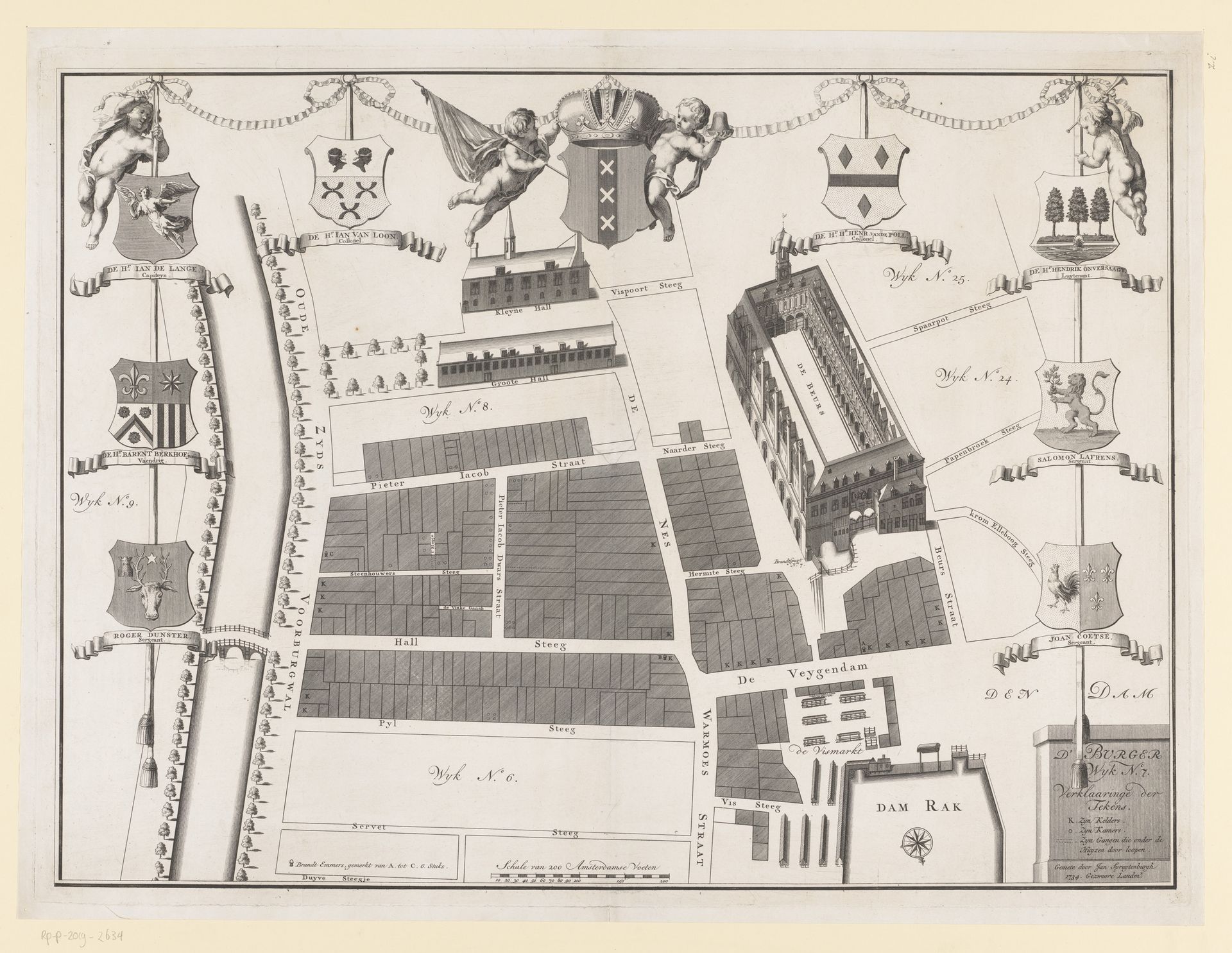 Plattegrond van burgerwijk nummer 7 te Amsterdam, onder leiding van kapitein Jan de Lange by Anonymous