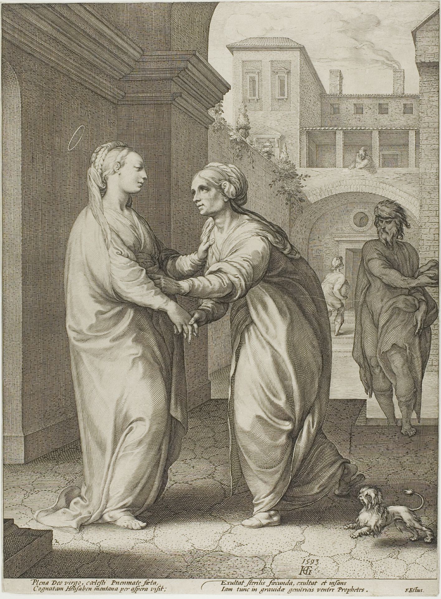 The Visitation, plate two from The Birth and Early Life of Christ by Hendrick Goltzius