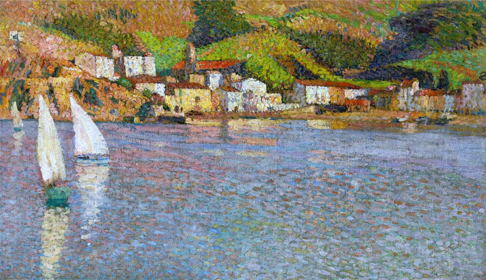 The village in Port of Collioure by Henri Martin