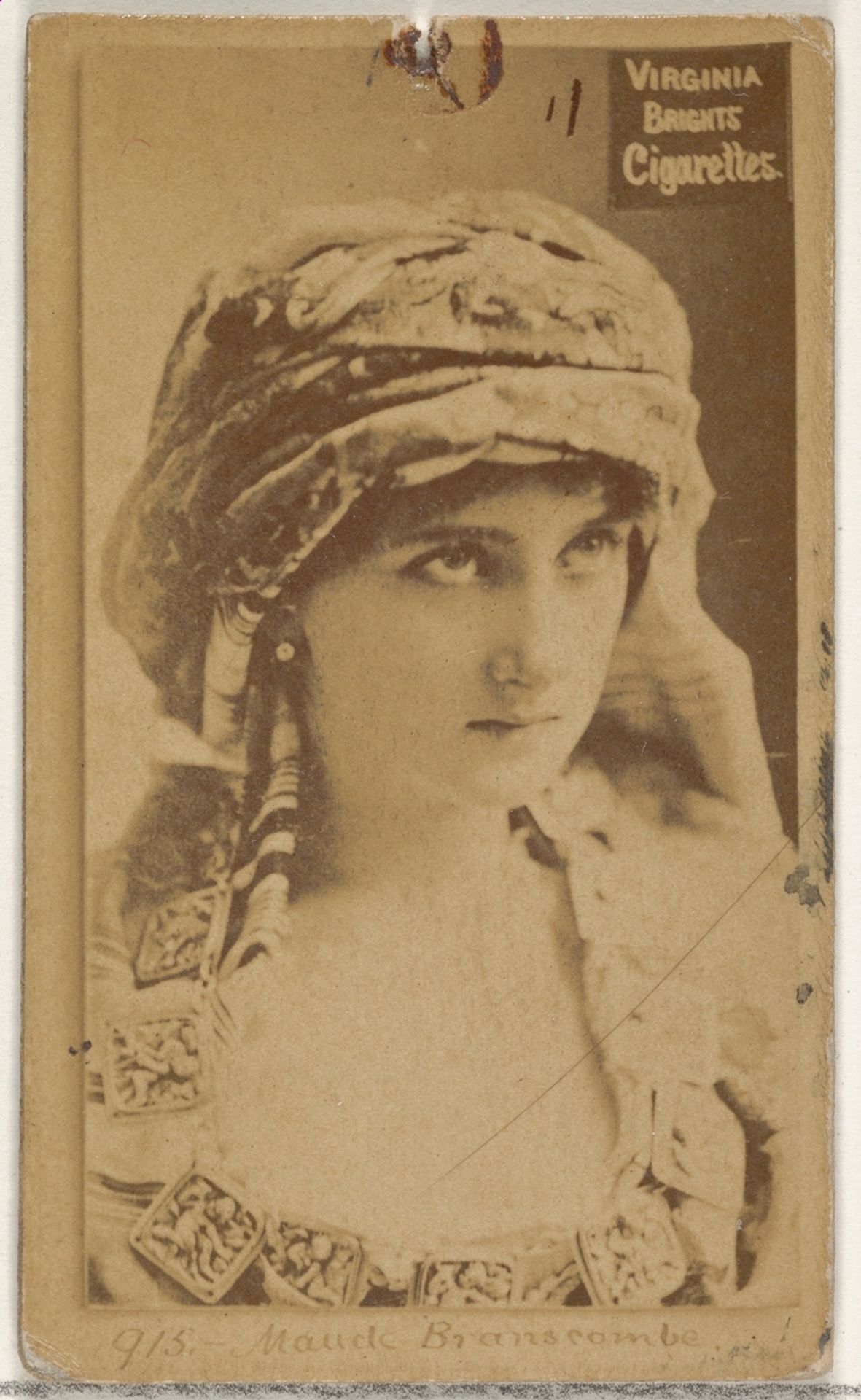 Card 915, Maude Branscombe, from the Actors and Actresses series (N45, Type 2) for Virginia Brights Cigarettes by Allen & Ginter