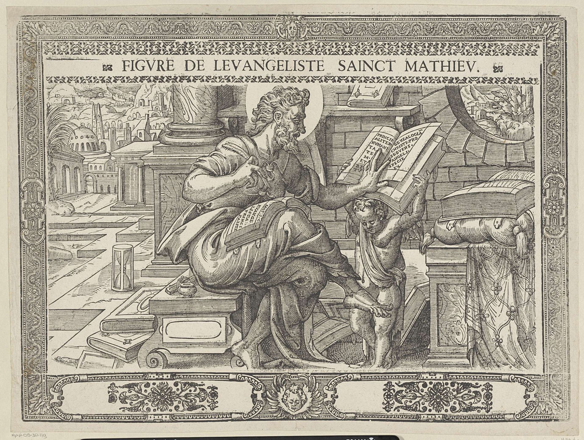 Matteüs de evangelist schrijft zijn evangelie by Antoni van Leest