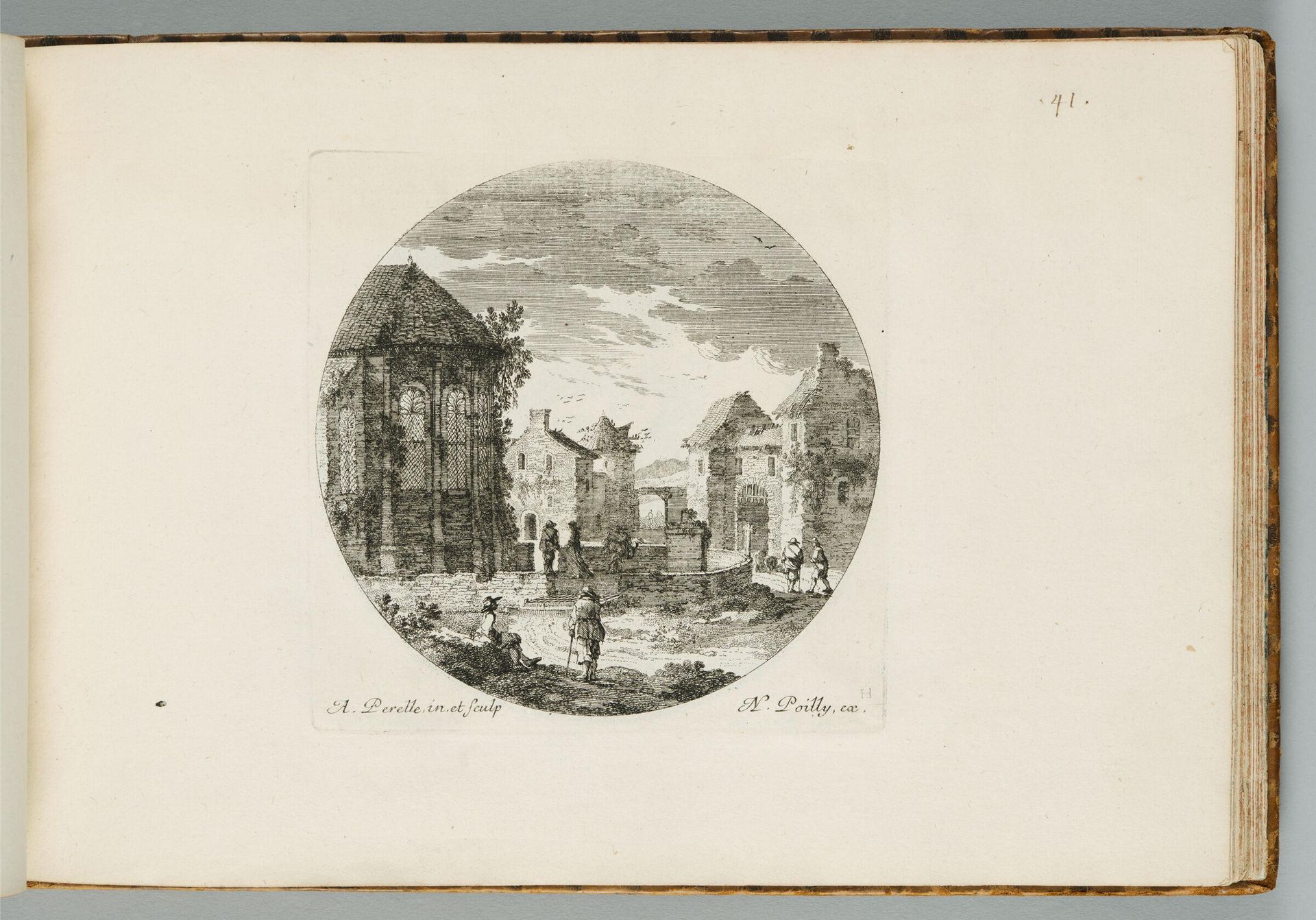 Village with the Apse of a Ruined Church at Left by Adam Perelle