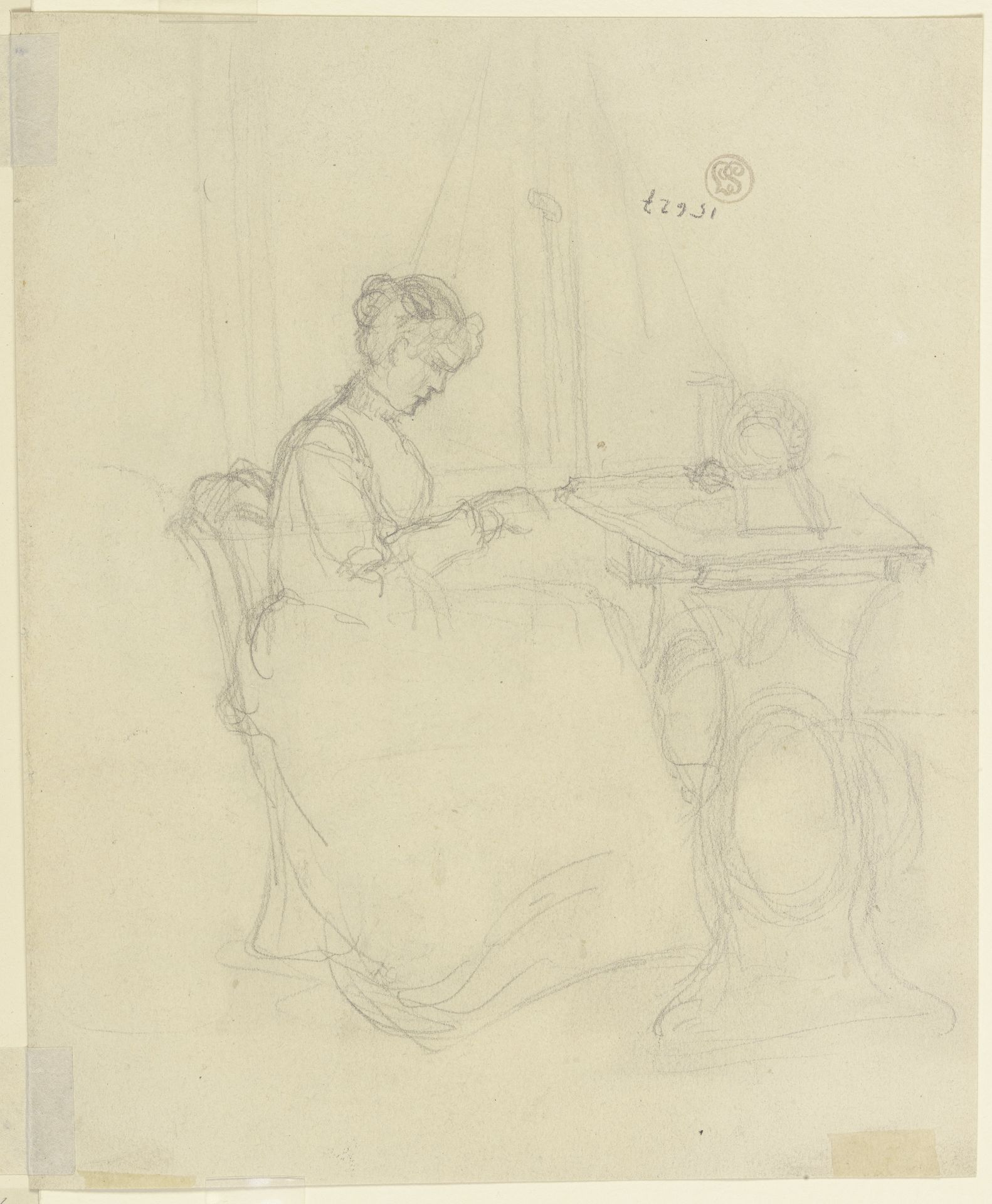 Women in front of a sewing machine by Gustav Schraegle