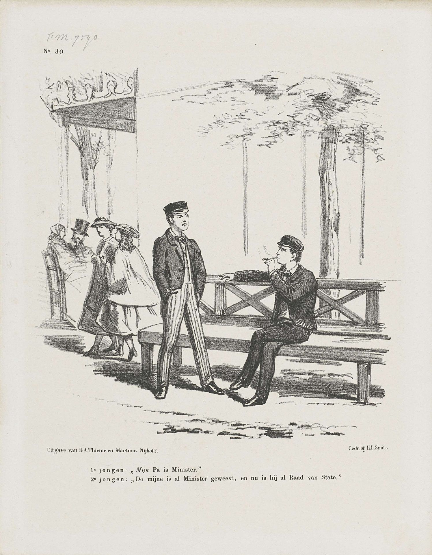 Spotprent op het grote aantal voormalige ministers, 1861 by Johan Michaël Schmidt Crans