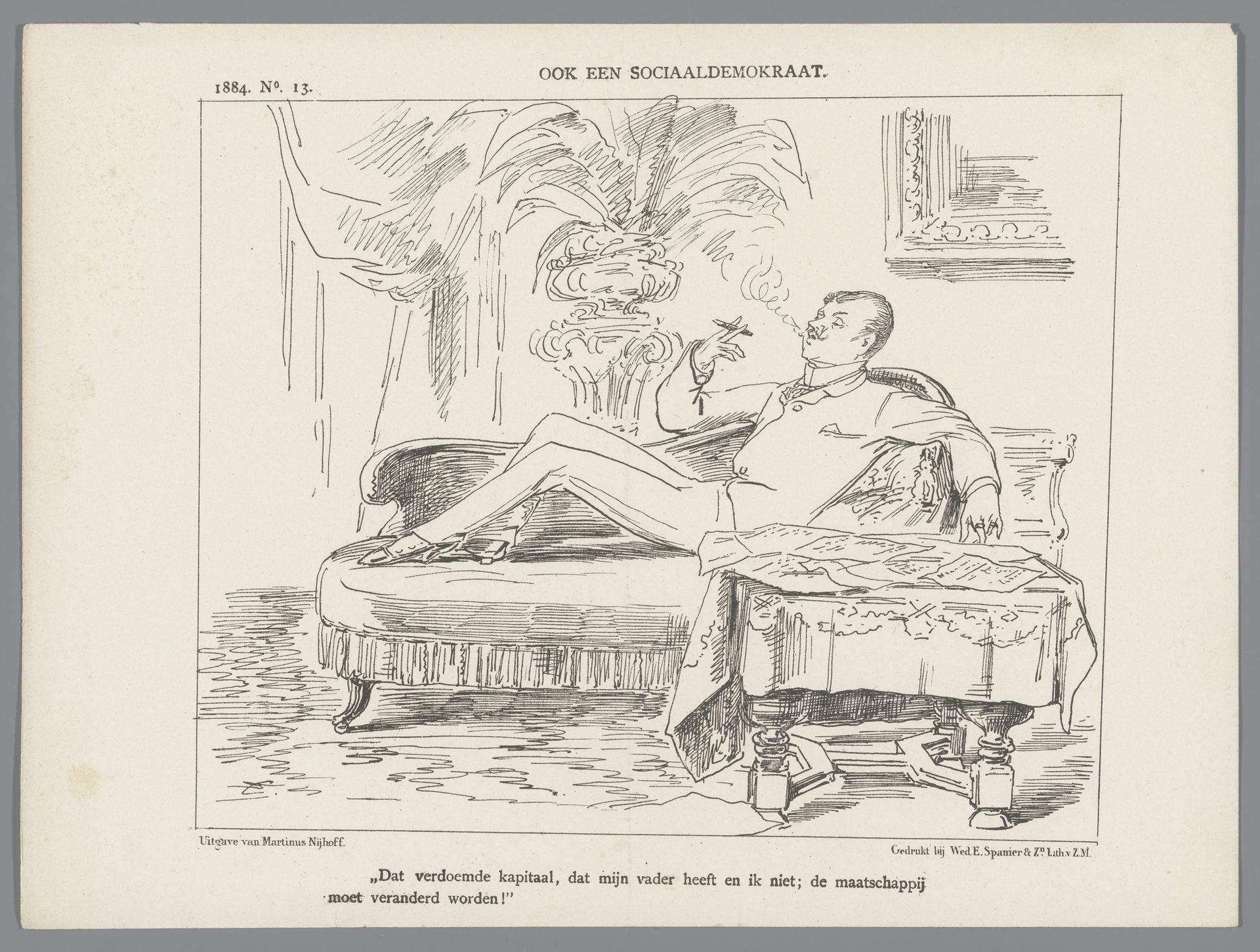 Spotprent met een sociaaldemocraat, 1884 by Johan Michaël Schmidt Crans