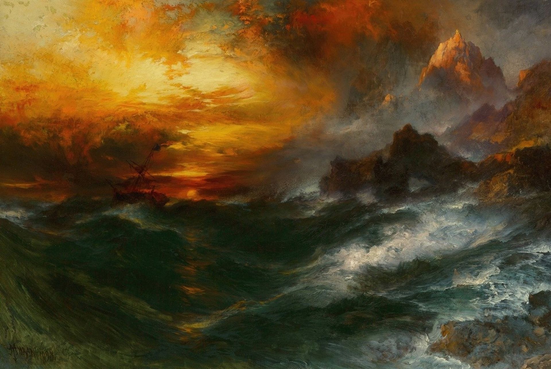 A Mountain of Loadstone-Arabian Nights by Thomas Moran