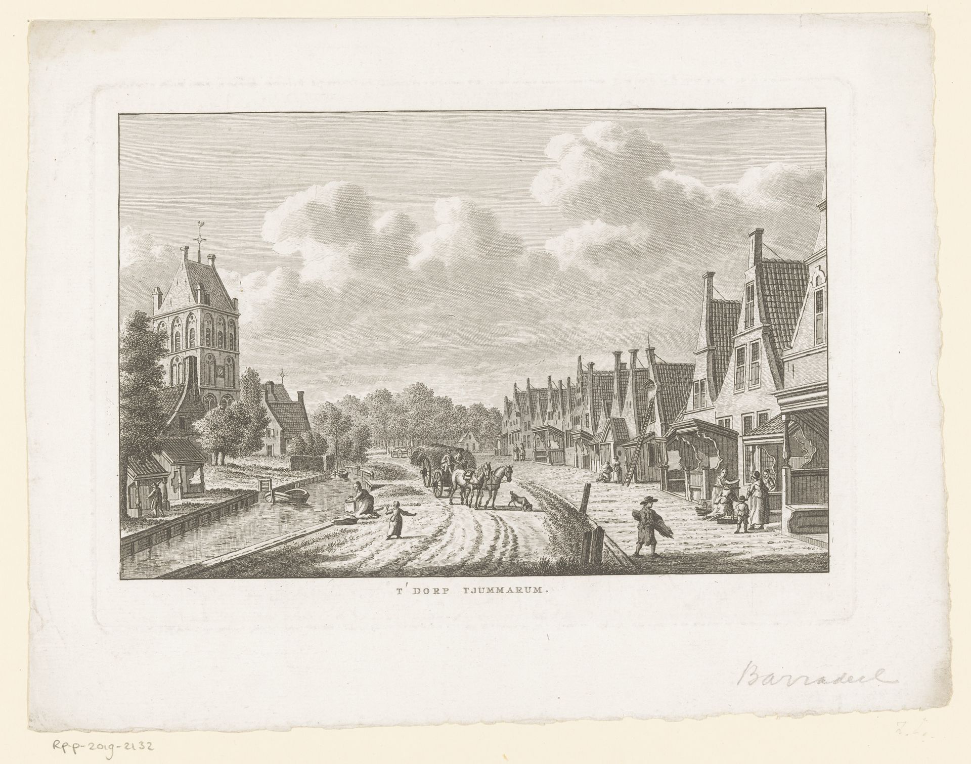 Dorpsgezicht met straat in Tzummarum by Carel Frederik (I) Bendorp