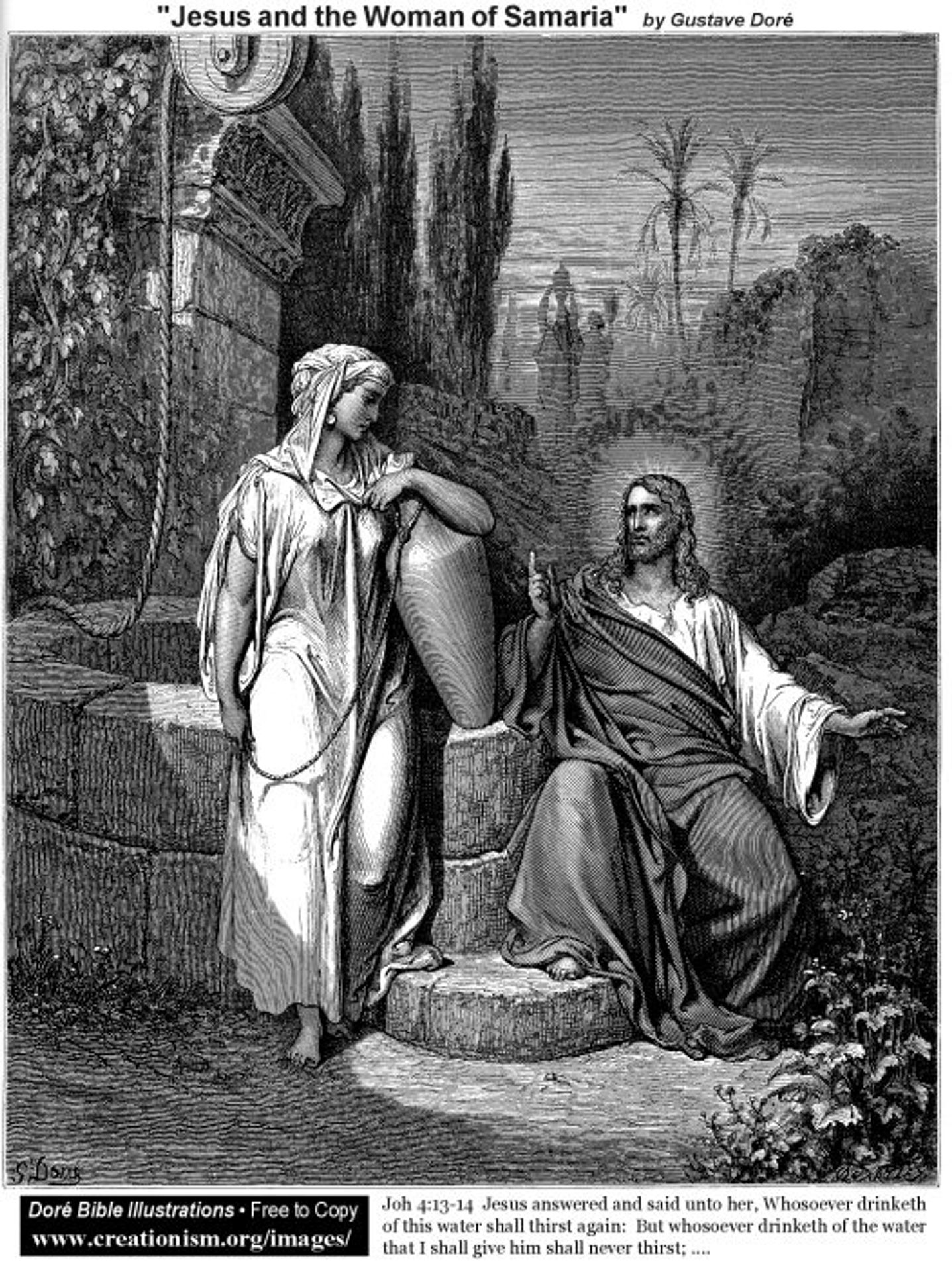 Jesus And The Woman Of Samaria by Gustave Dore
