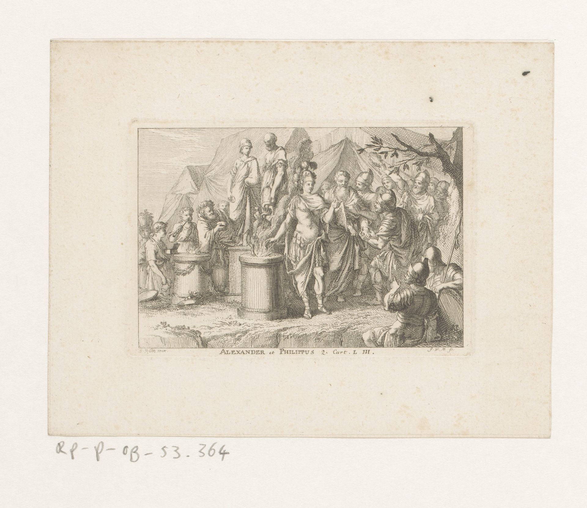 Alexander de Grote en Philippus by Johann Wilhelm (der Jüngere) Meil