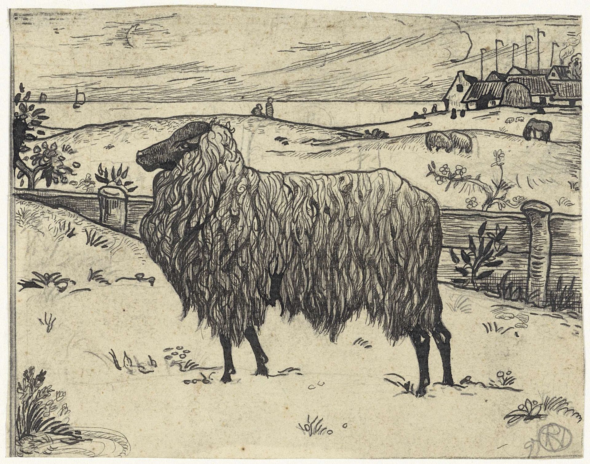 Schaap in een kustlandschap by Richard Nicolaüs Roland Holst